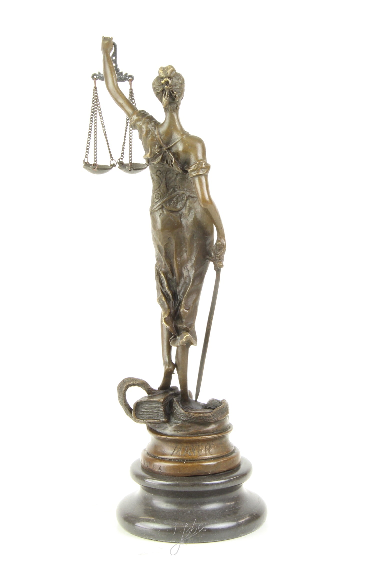 Bronzen Vrouwe Justitia – met weegschaal en zwaard