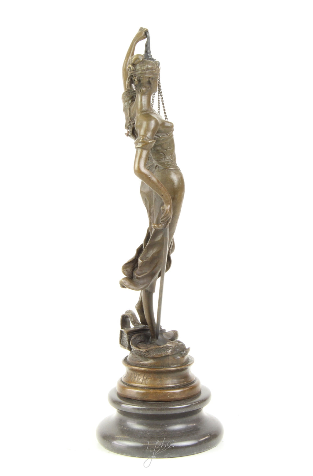 Bronzen Vrouwe Justitia – met weegschaal en zwaard