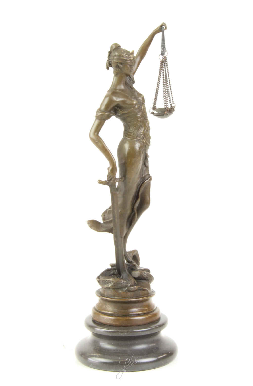 Bronzen Vrouwe Justitia – met weegschaal en zwaard
