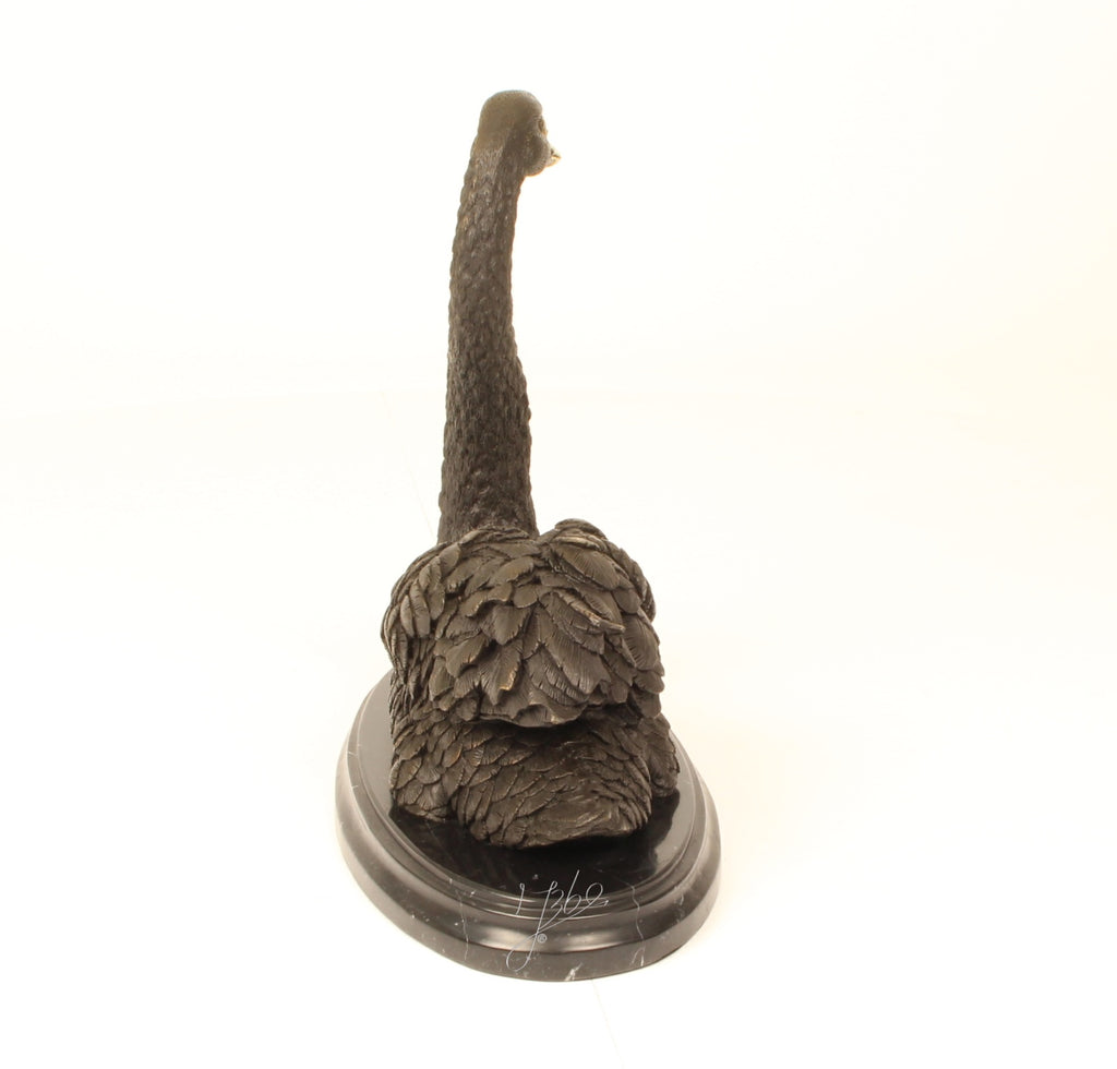 Bronzen zwaan sculptuur – marmer sokkel