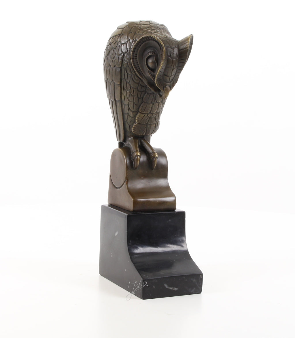 Uil – Bronzen beeld, marmer – 25,3 cm