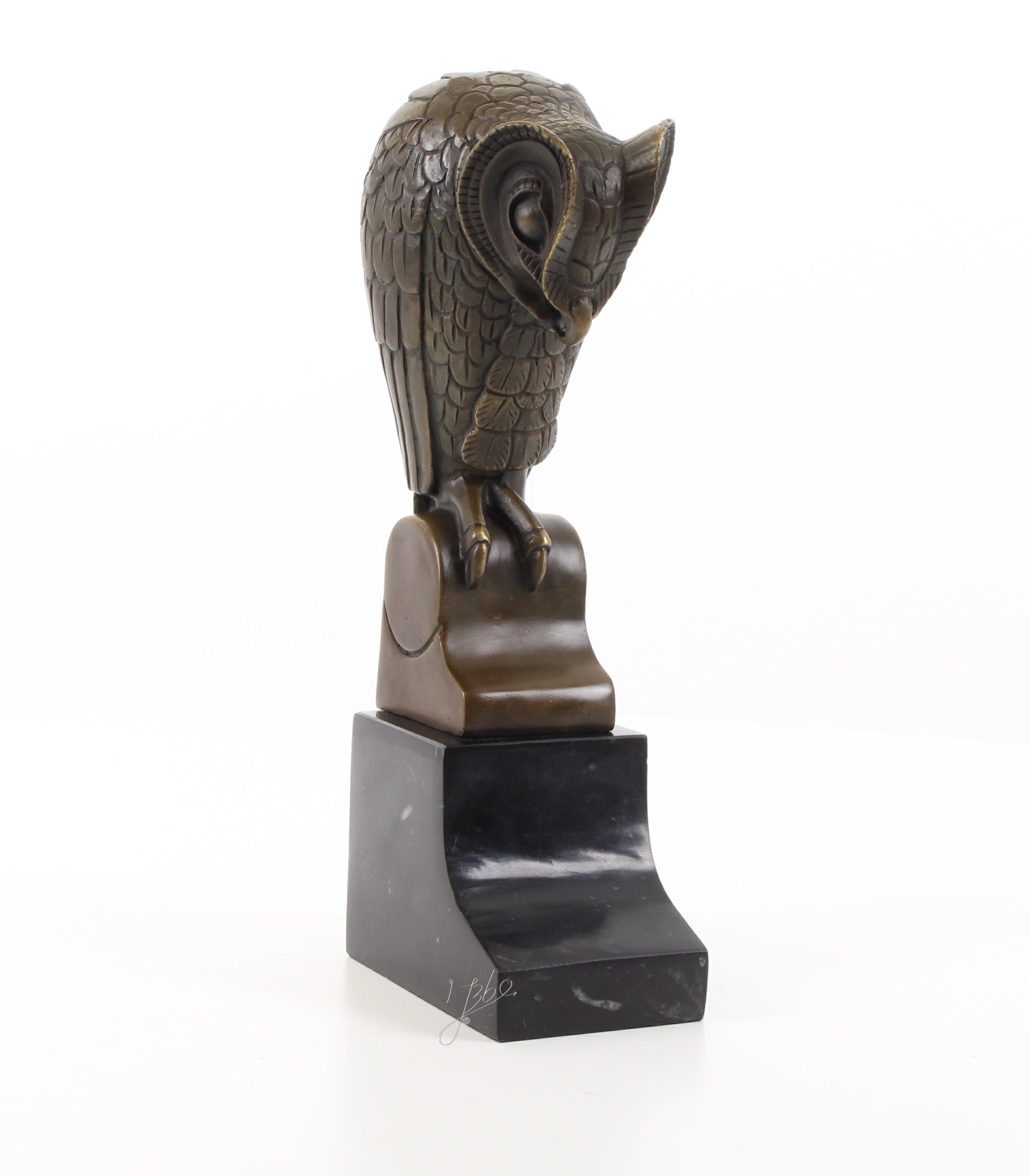 Uil – Bronzen beeld, marmer – 25,3 cm