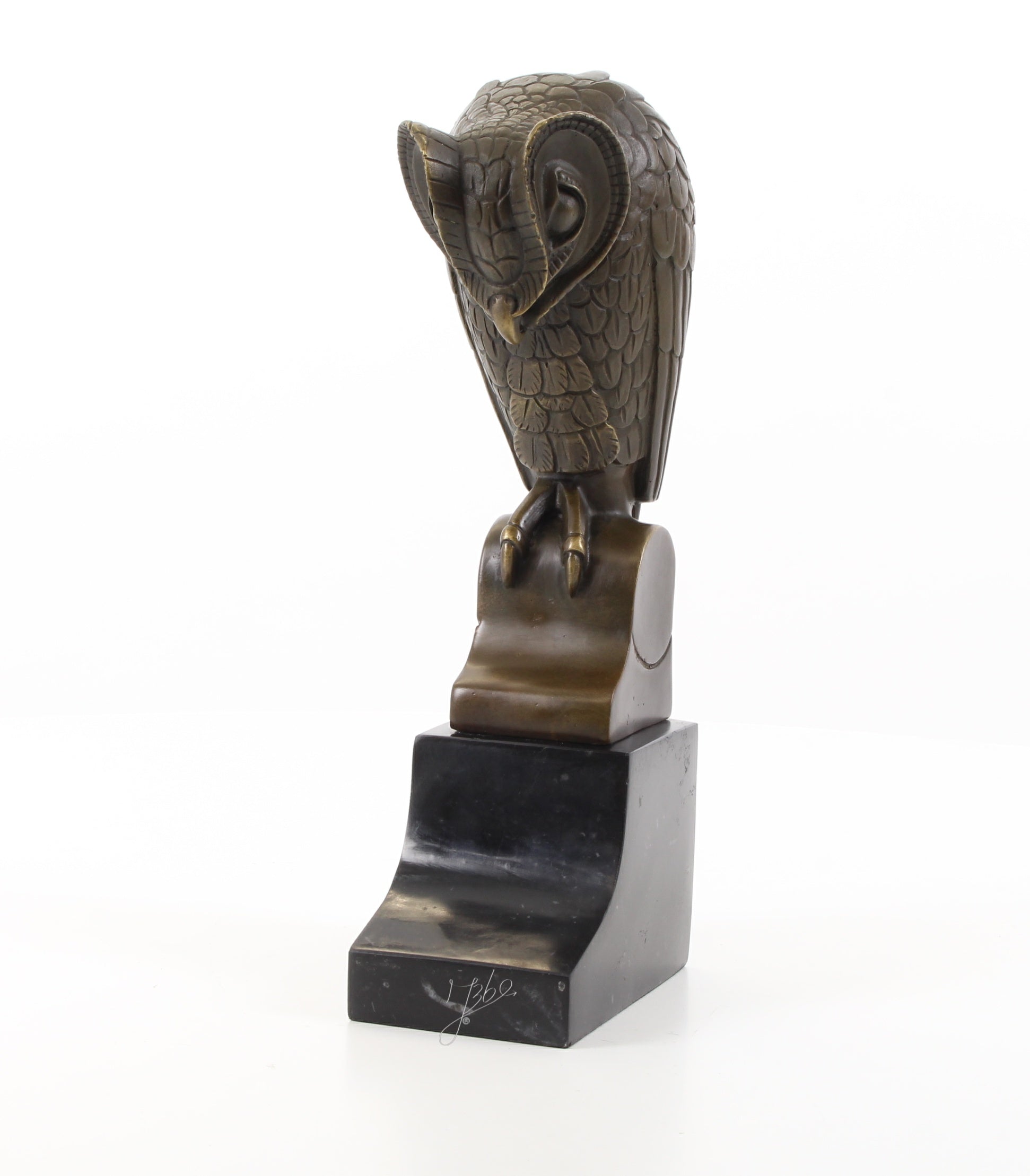Uil – Bronzen beeld, marmer – 25,3 cm