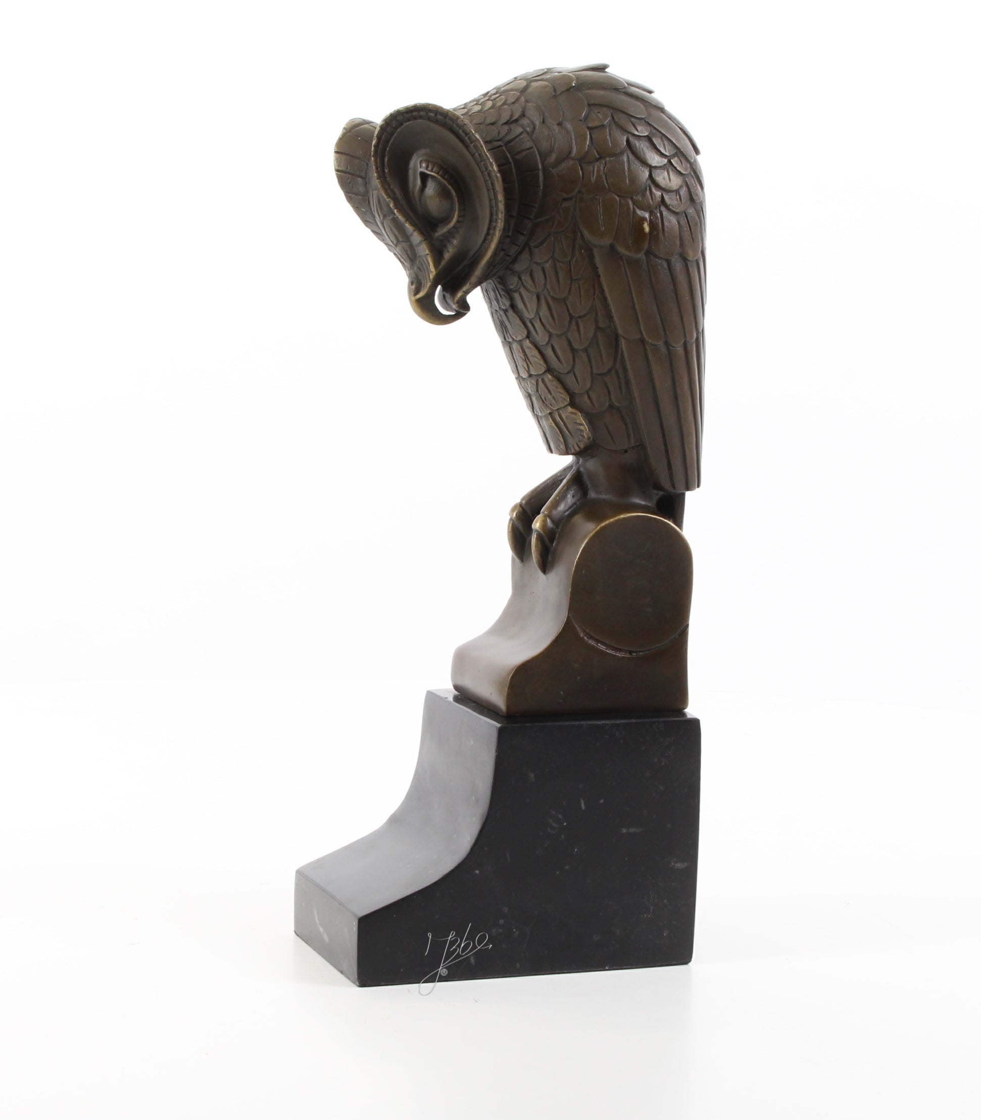 Uil – Bronzen beeld, marmer – 25,3 cm