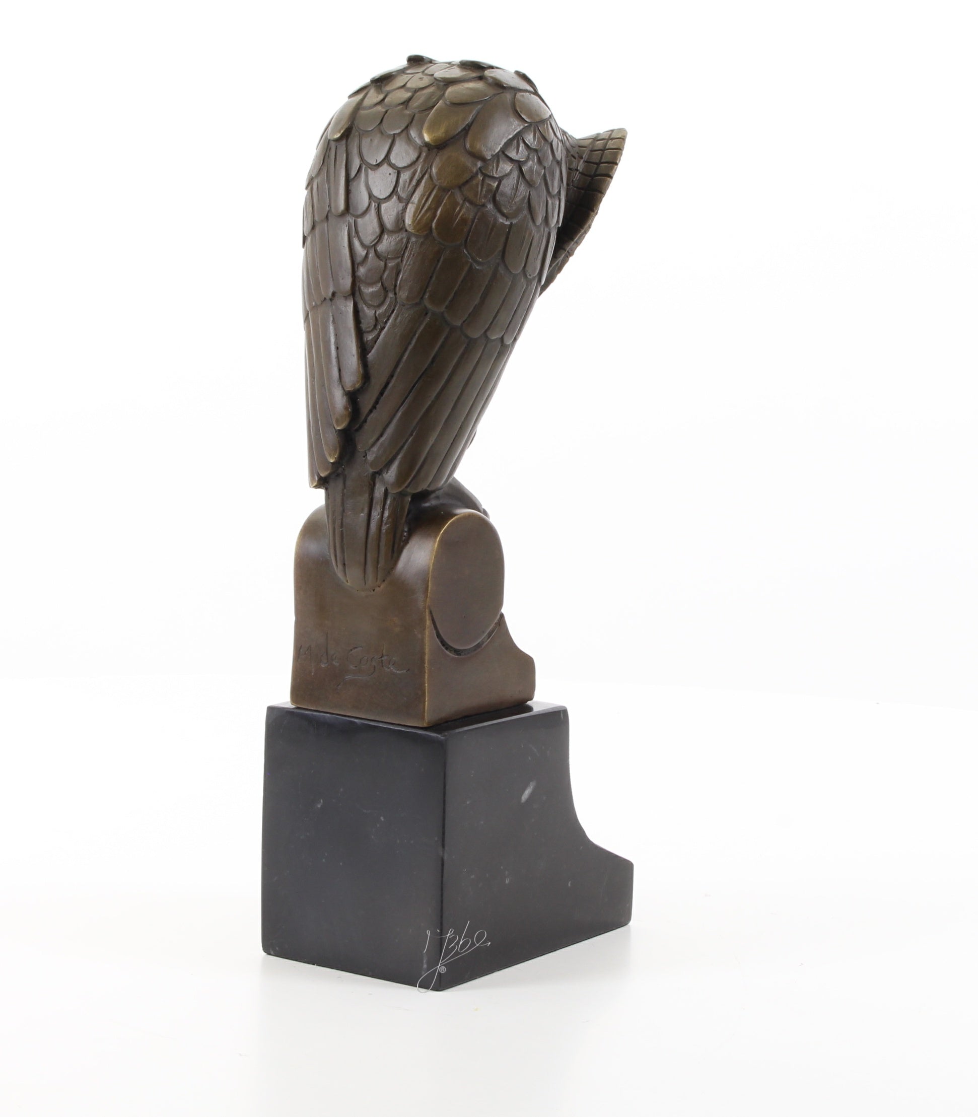 Uil – Bronzen beeld, marmer – 25,3 cm