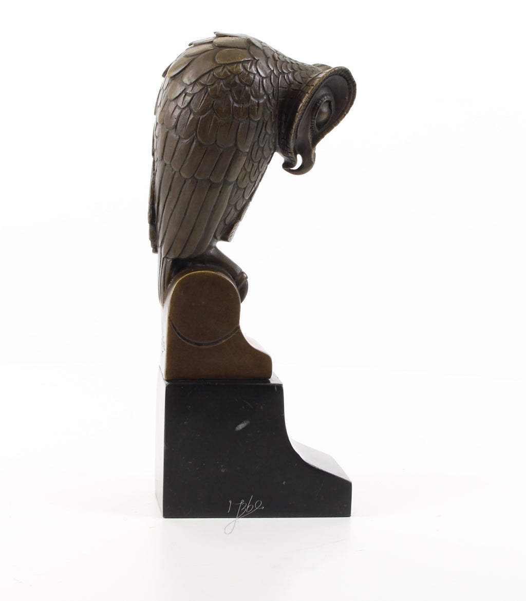 Uil – Bronzen beeld, marmer – 25,3 cm