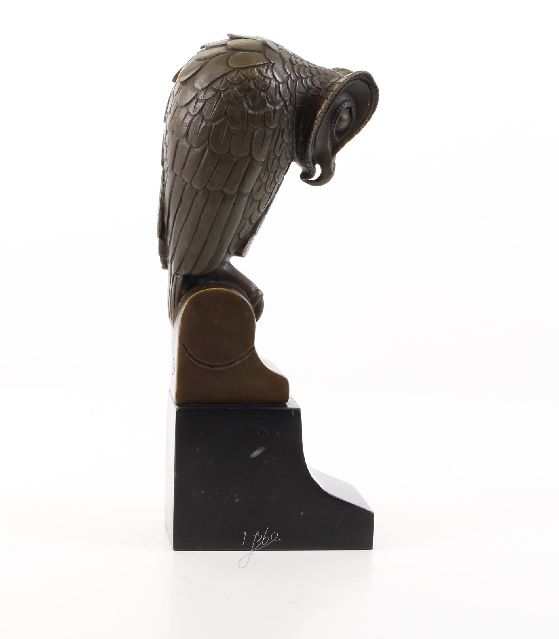 Uil – Bronzen beeld, marmer – 25,3 cm