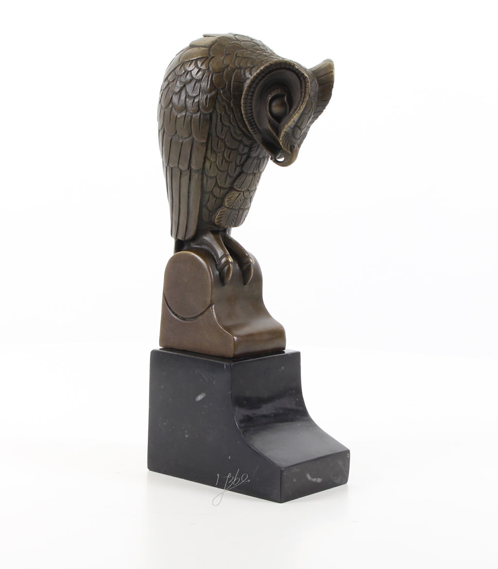 Uil – Bronzen beeld, marmer – 25,3 cm