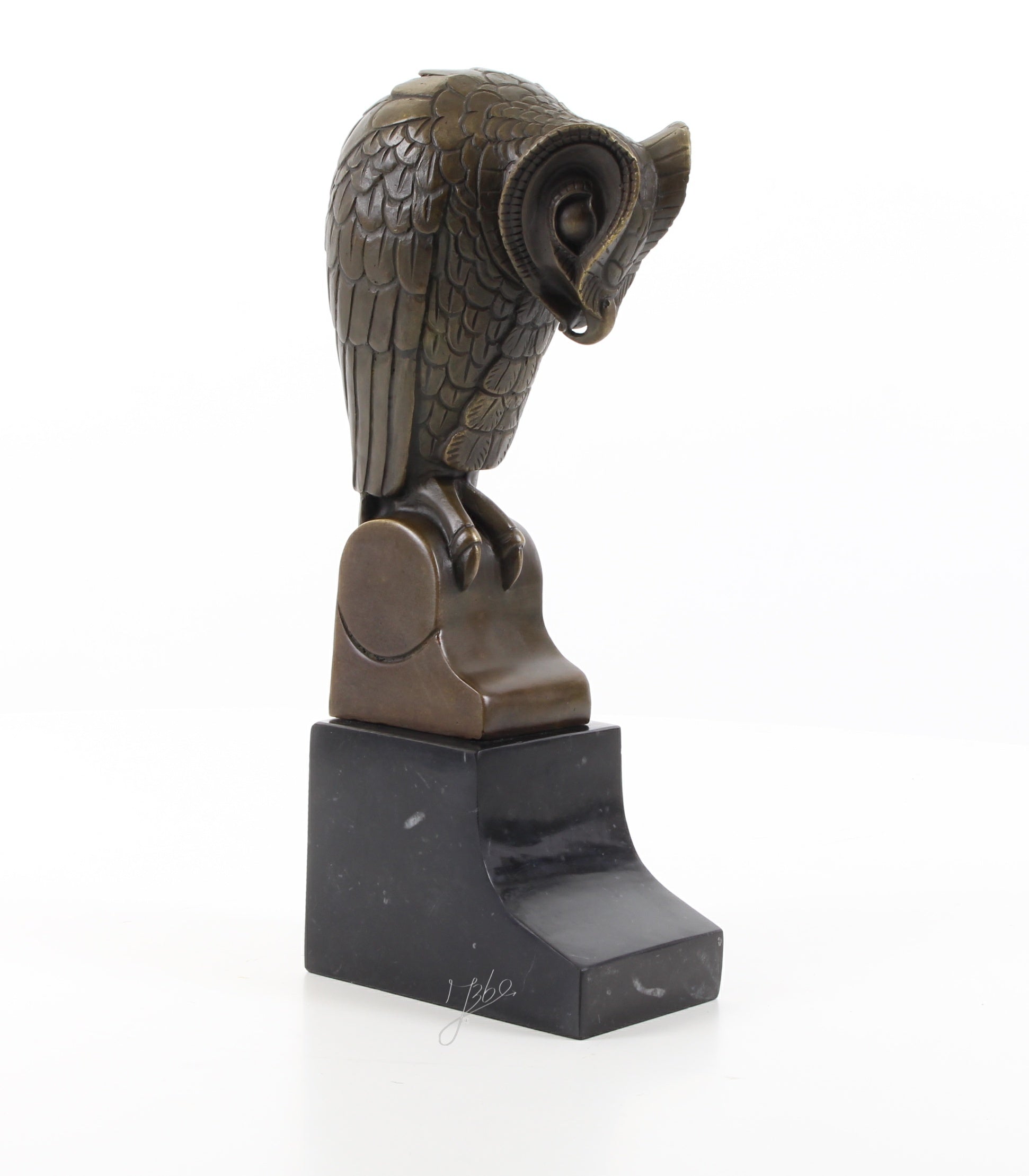 Uil – Bronzen beeld, marmer – 25,3 cm