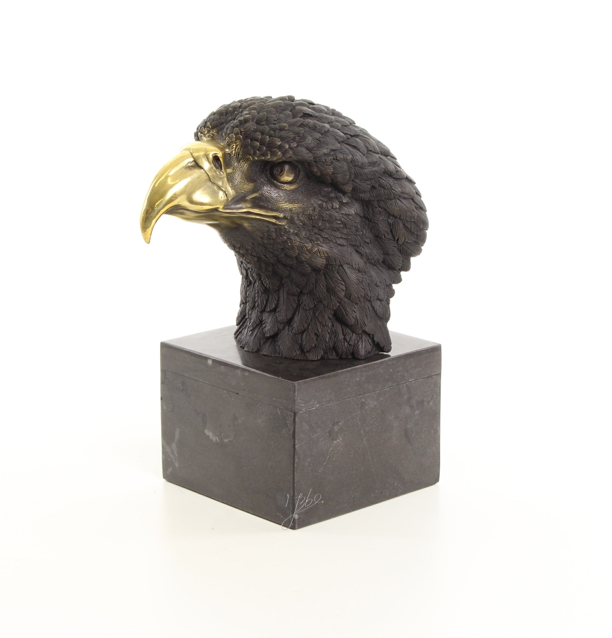 Bronzen Adelaarskop op Marmeren Sokkel