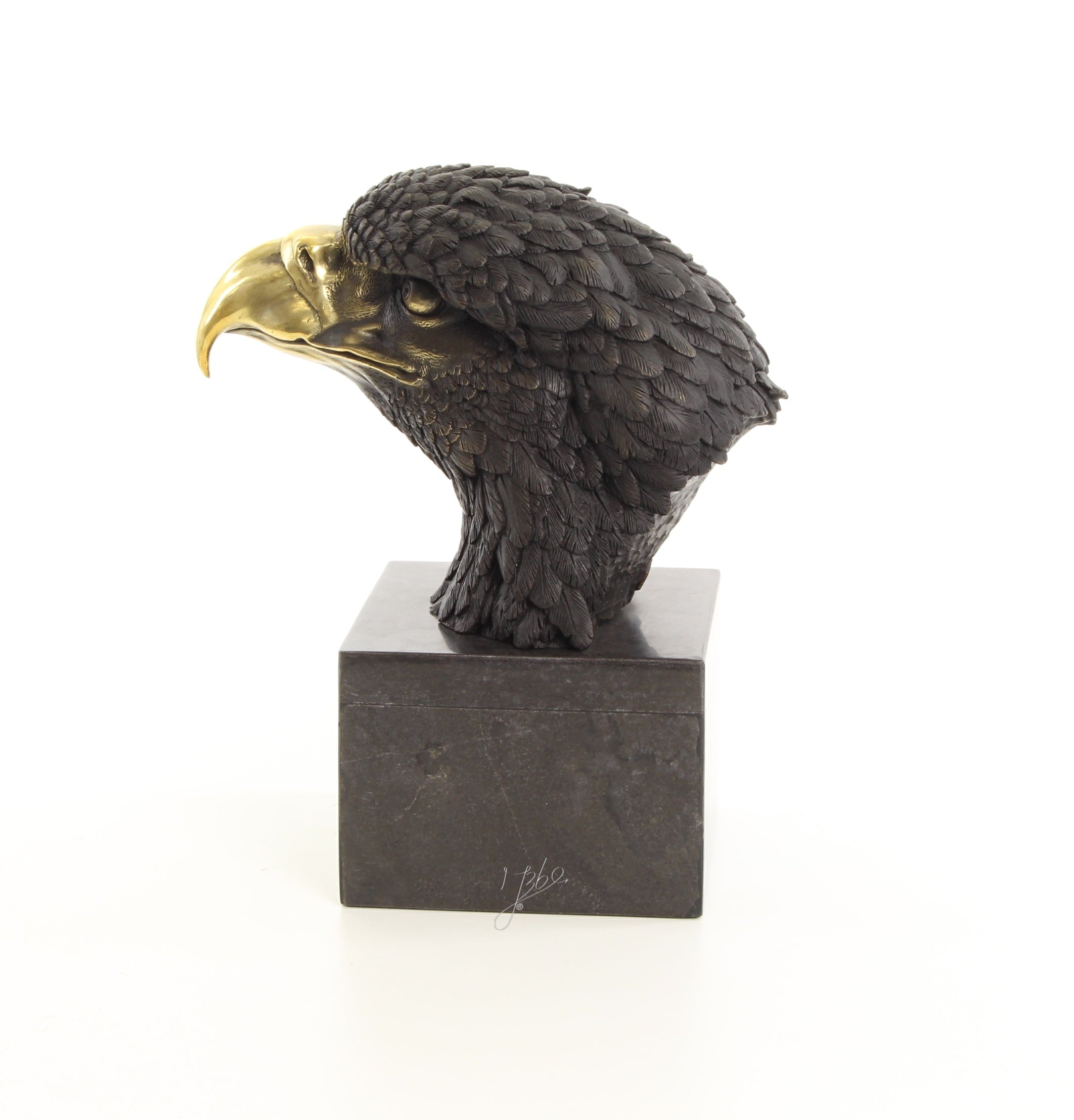 Bronzen Adelaarskop op Marmeren Sokkel