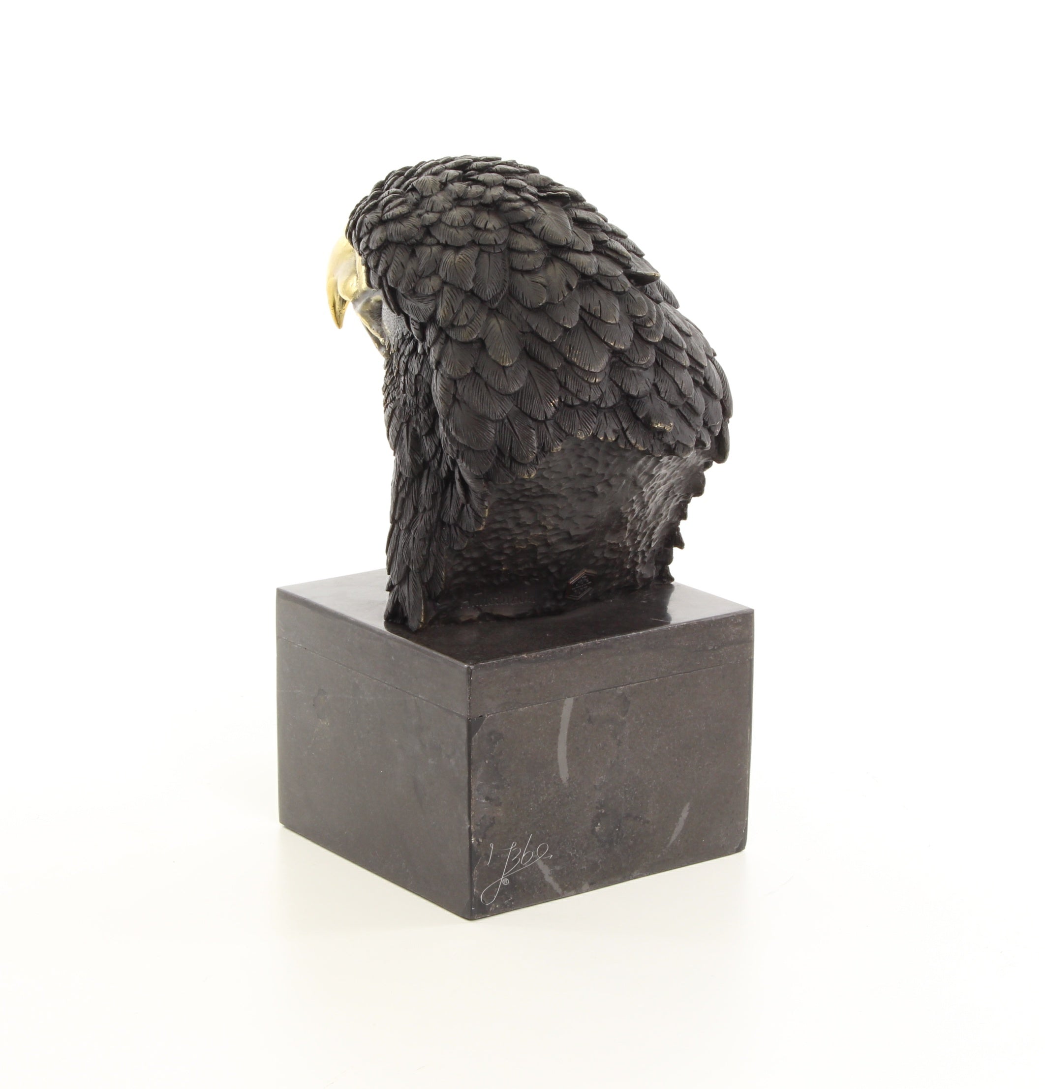 Bronzen Adelaarskop op Marmeren Sokkel
