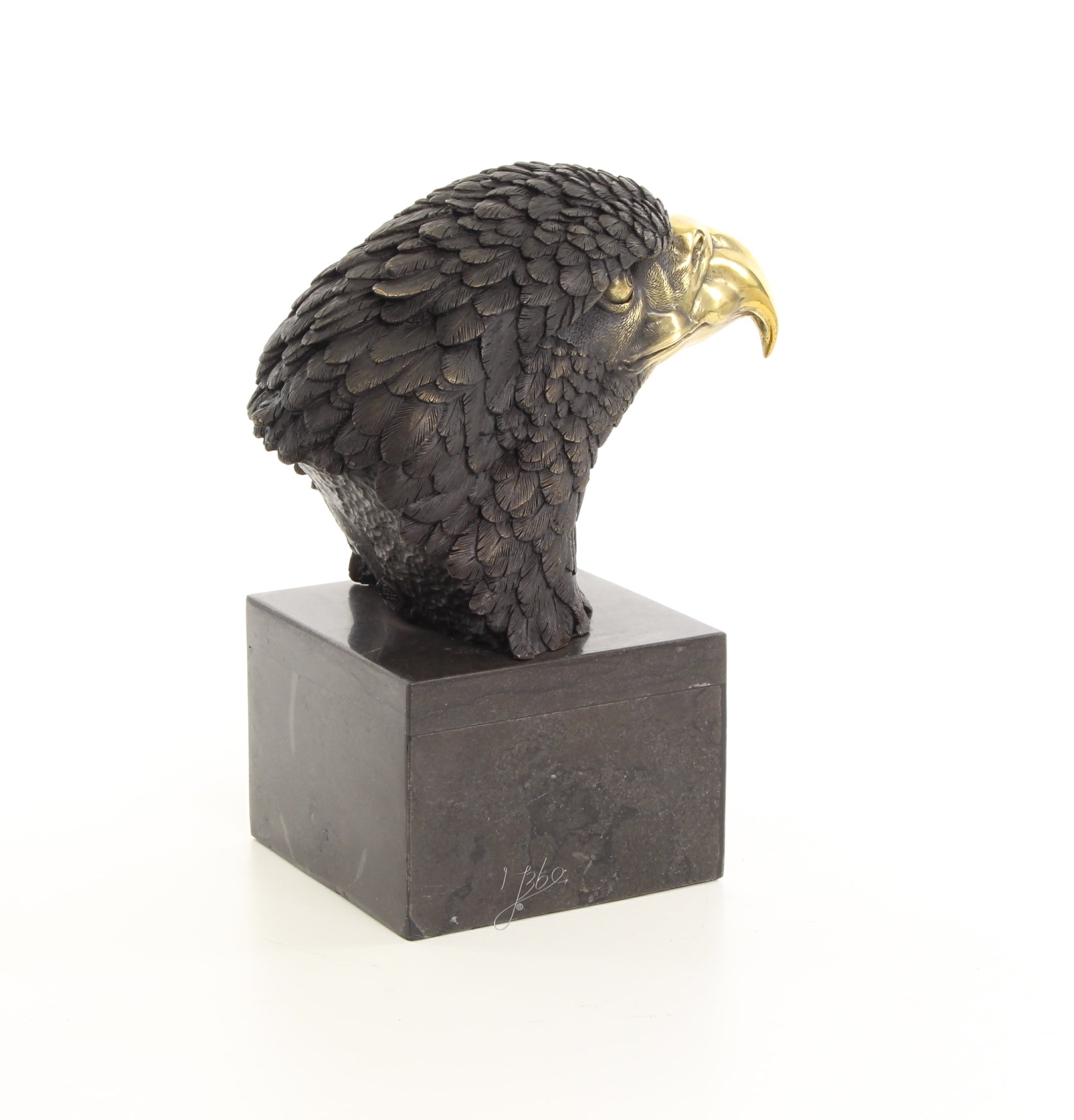 Bronzen Adelaarskop op Marmeren Sokkel
