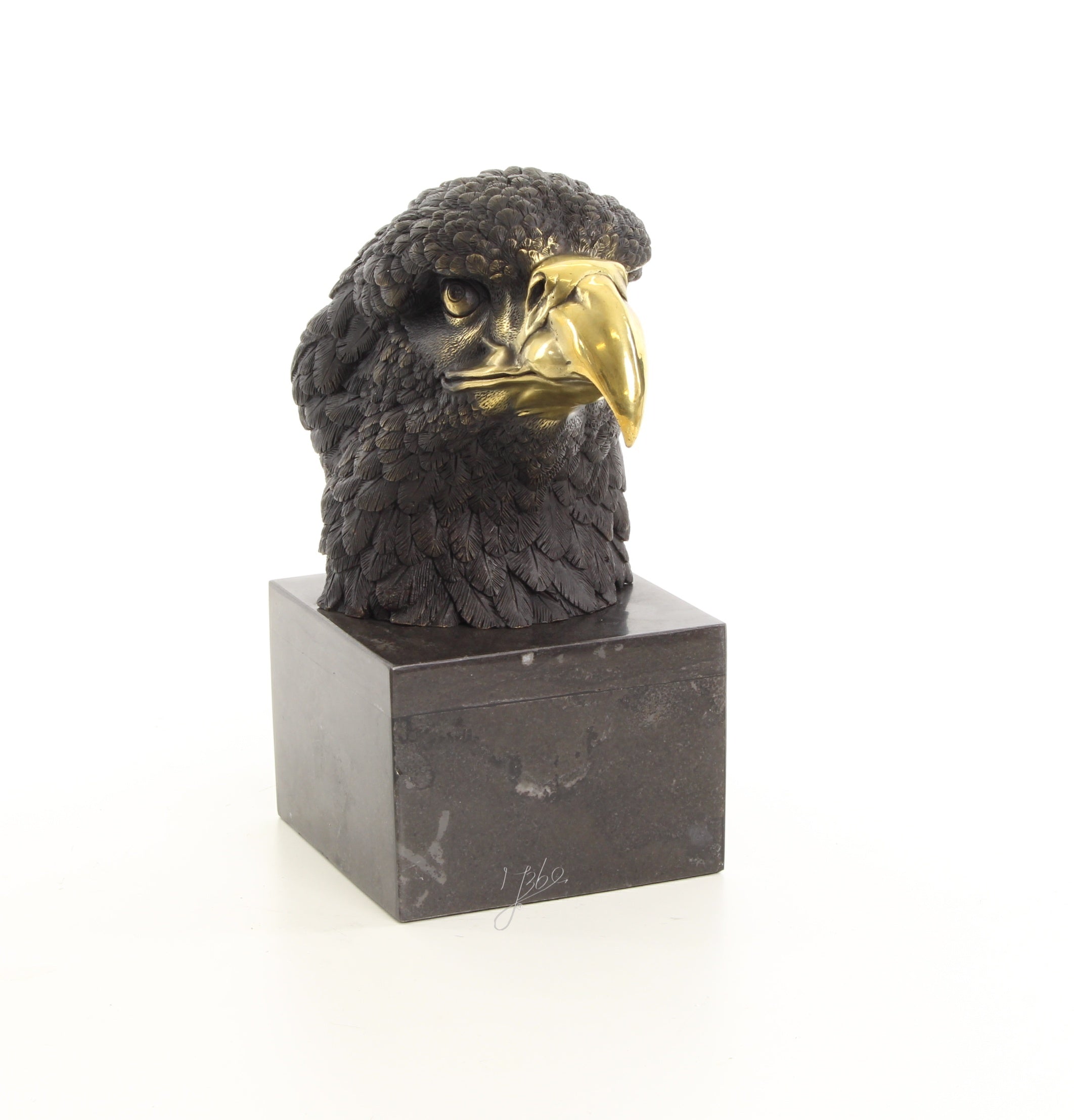 Bronzen Adelaarskop op Marmeren Sokkel
