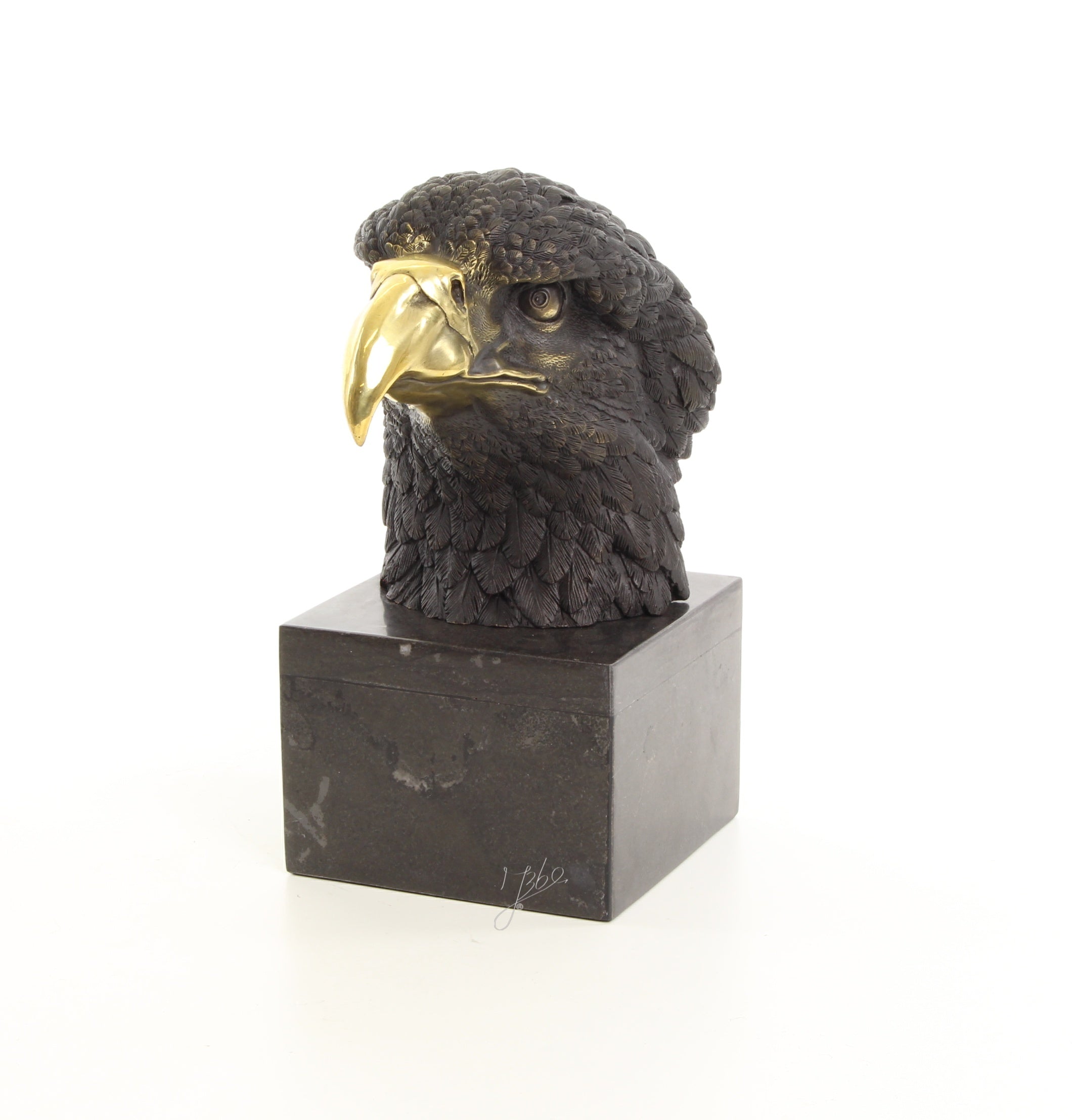 Bronzen Adelaarskop op Marmeren Sokkel