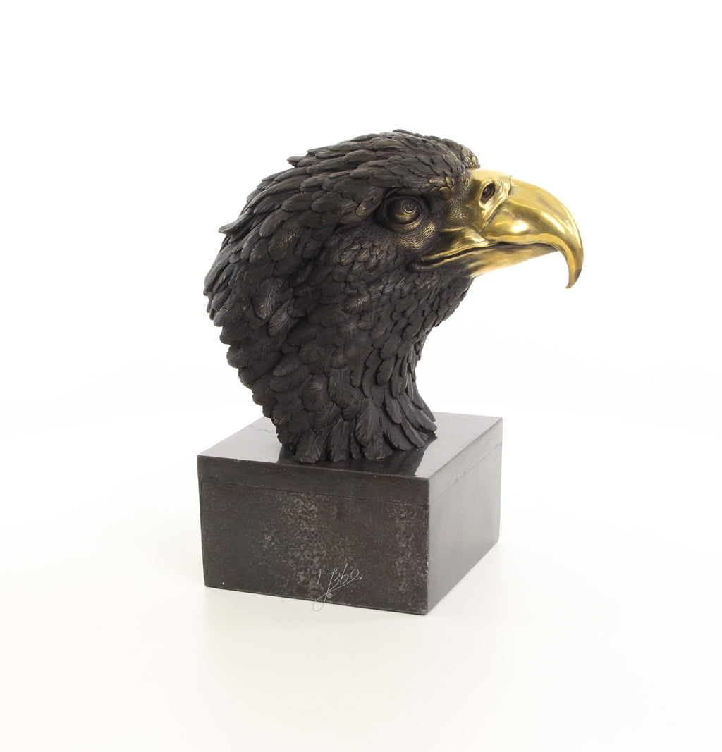 Adelaarshoofd – Bronzen beeld, marmer – 33,2 cm