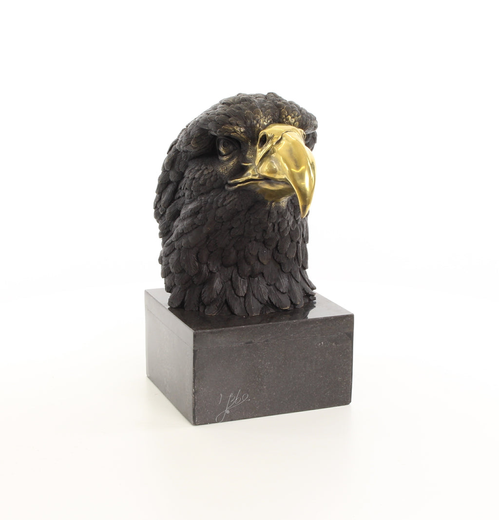 Adelaarshoofd – Bronzen beeld, marmer – 33,2 cm