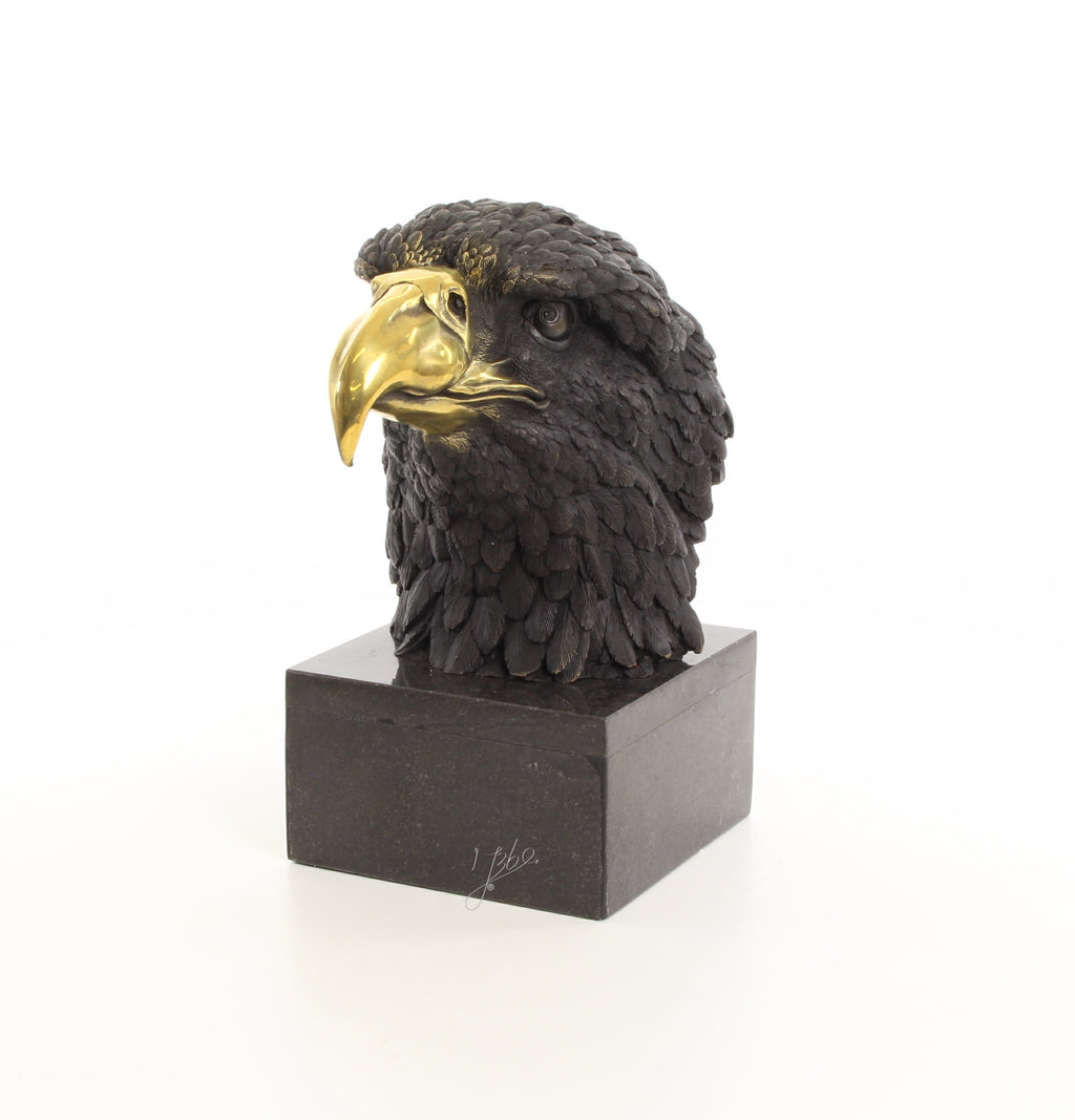 Adelaarshoofd – Bronzen beeld, marmer – 33,2 cm