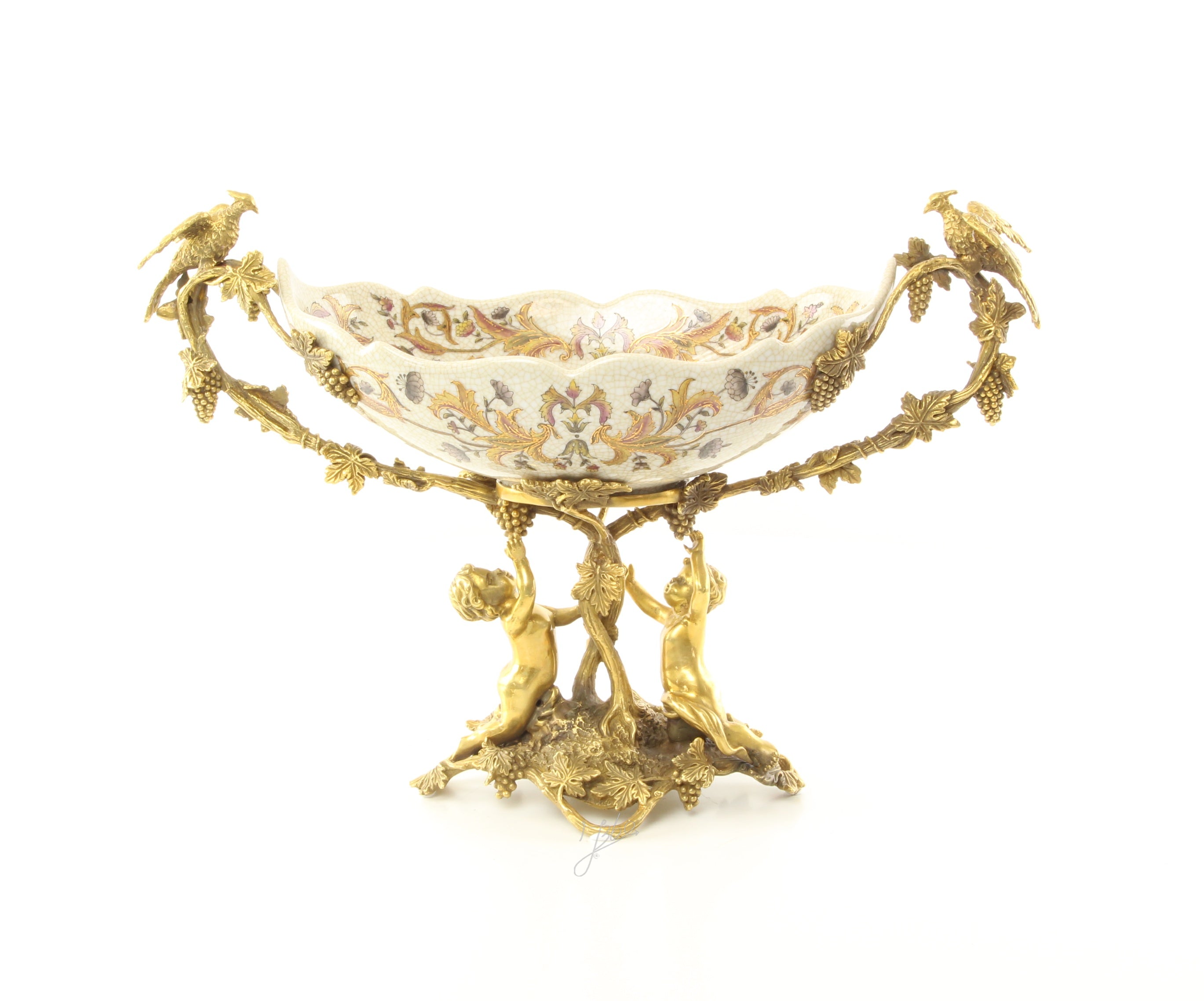 Fruitschaal - Porselein met brons - 50 cm