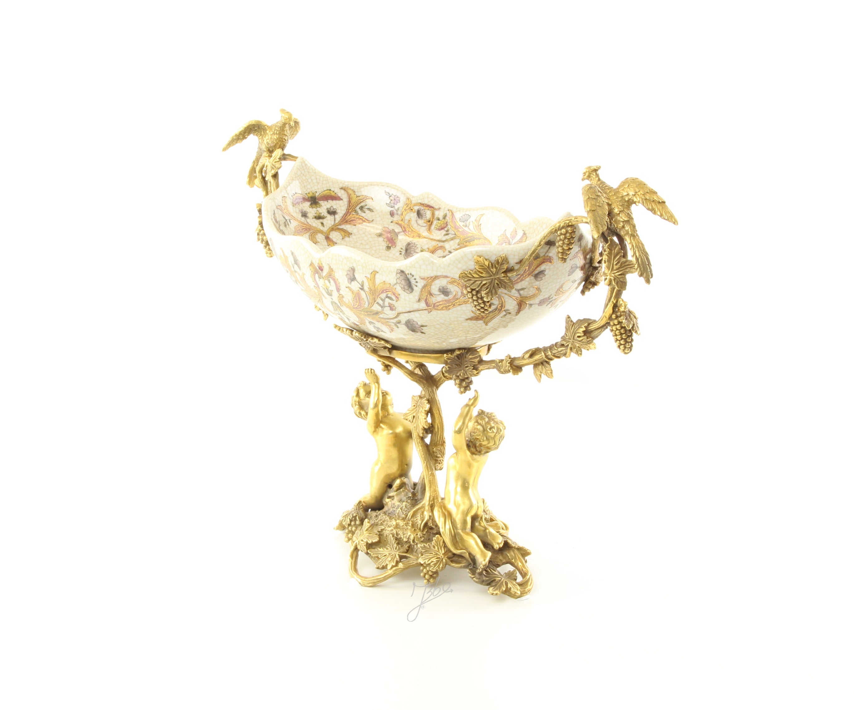 Fruitschaal - Porselein met brons - 50 cm