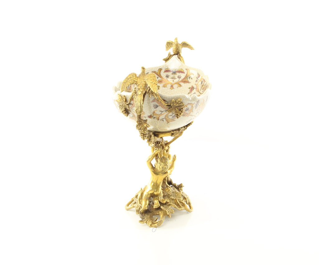 Fruitschaal - Porselein met brons - 50 cm