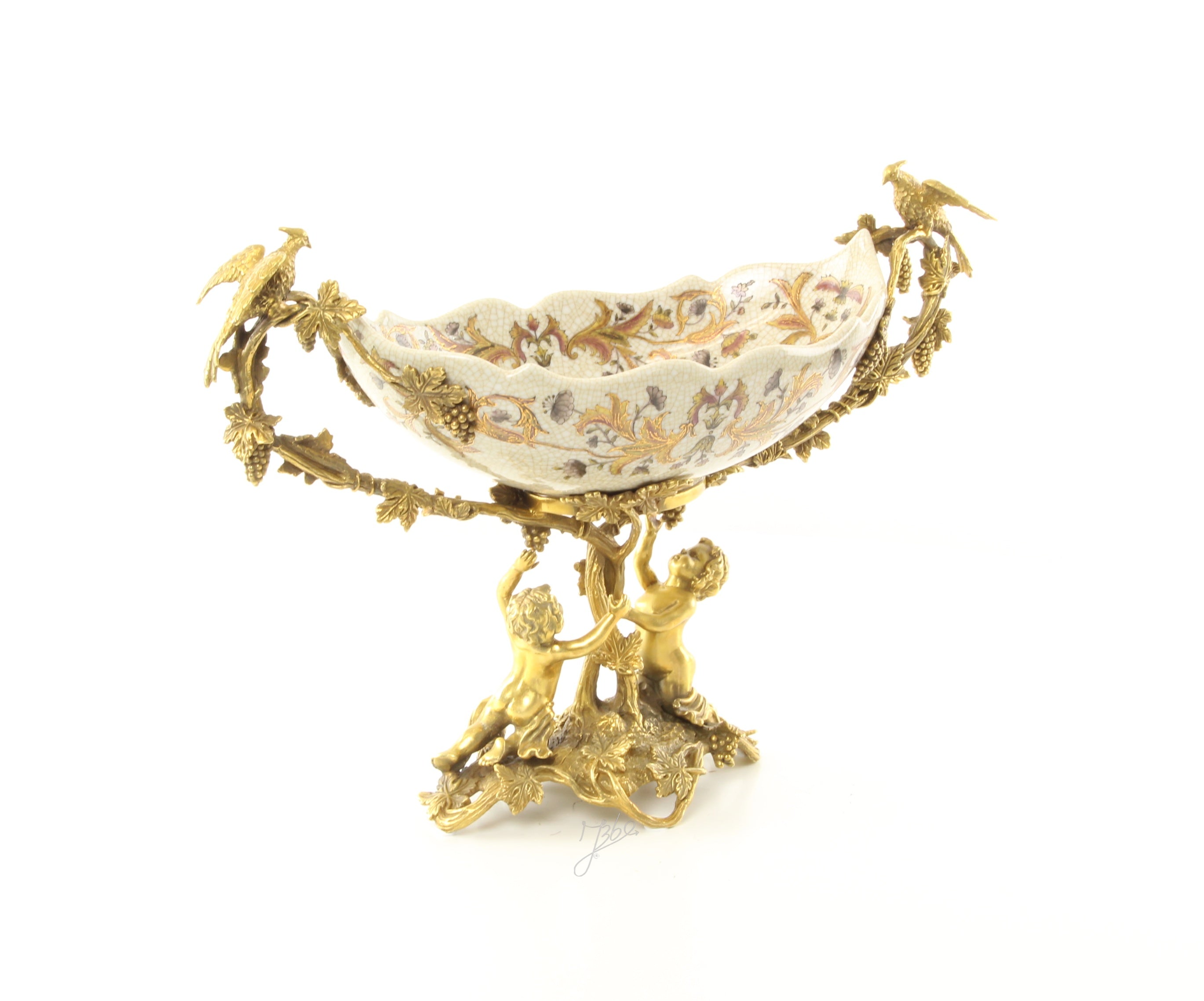 Fruitschaal - Porselein met brons - 50 cm