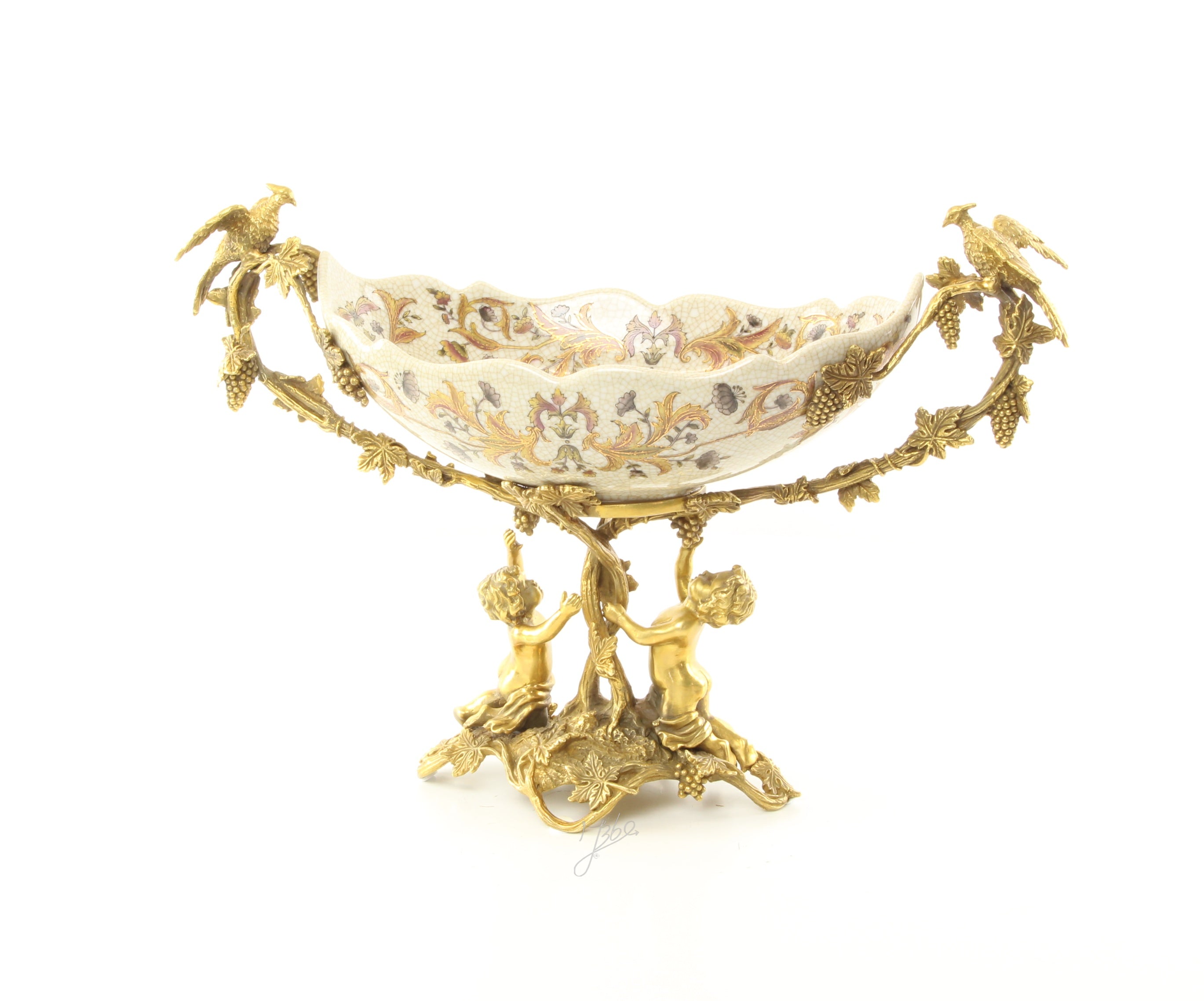 Fruitschaal - Porselein met brons - 50 cm