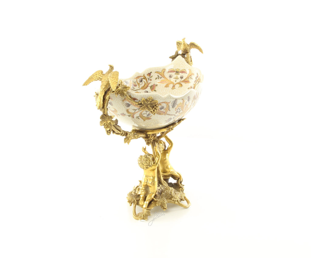 Fruitschaal - Porselein met brons - 50 cm