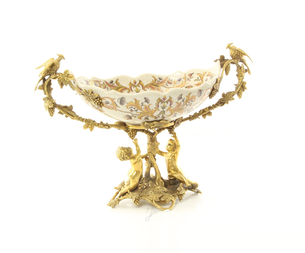 Fruitschaal - Porselein met brons - 50 cm