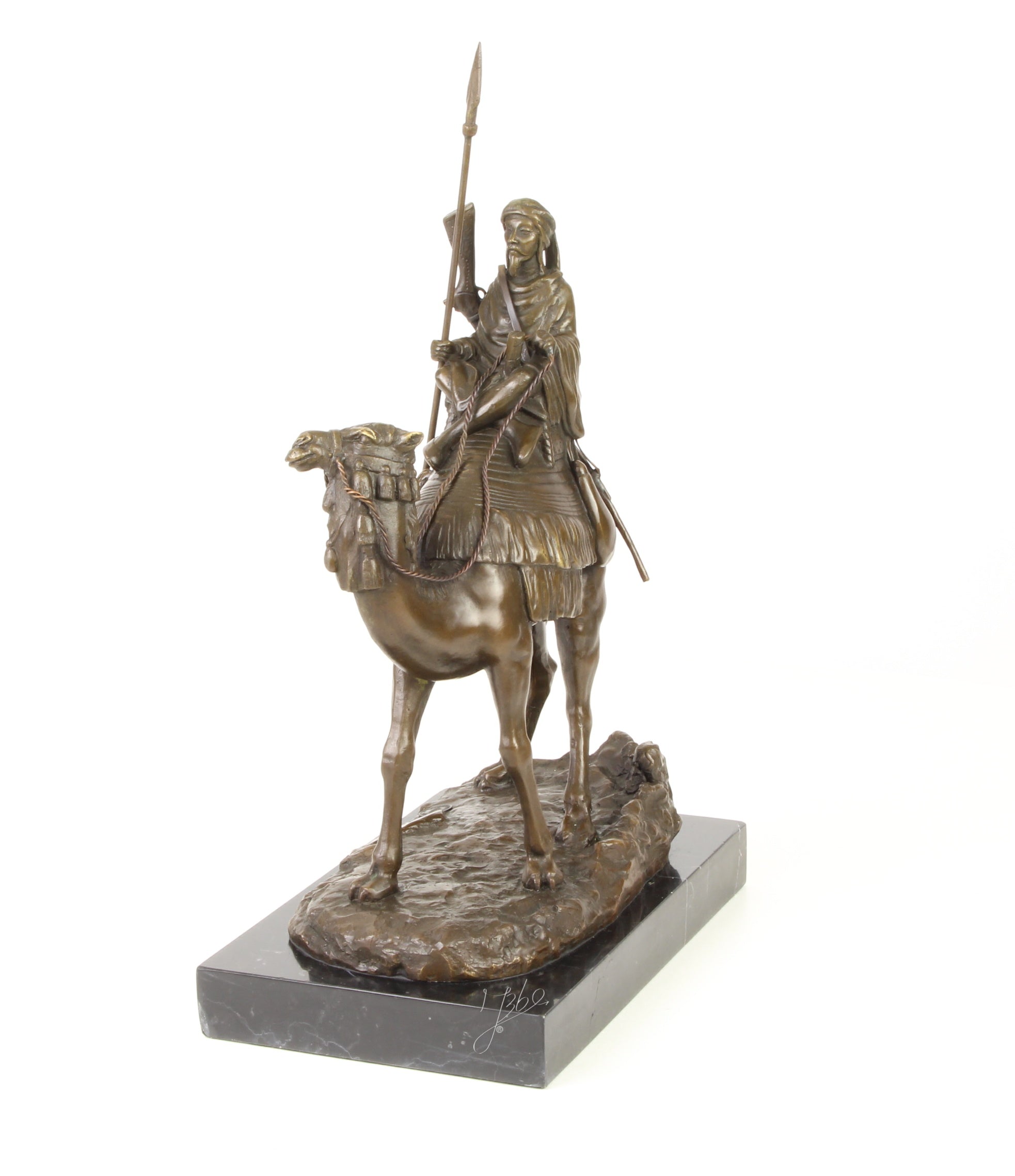Dromedary with Rider - Bronze sculpture - 32 cm