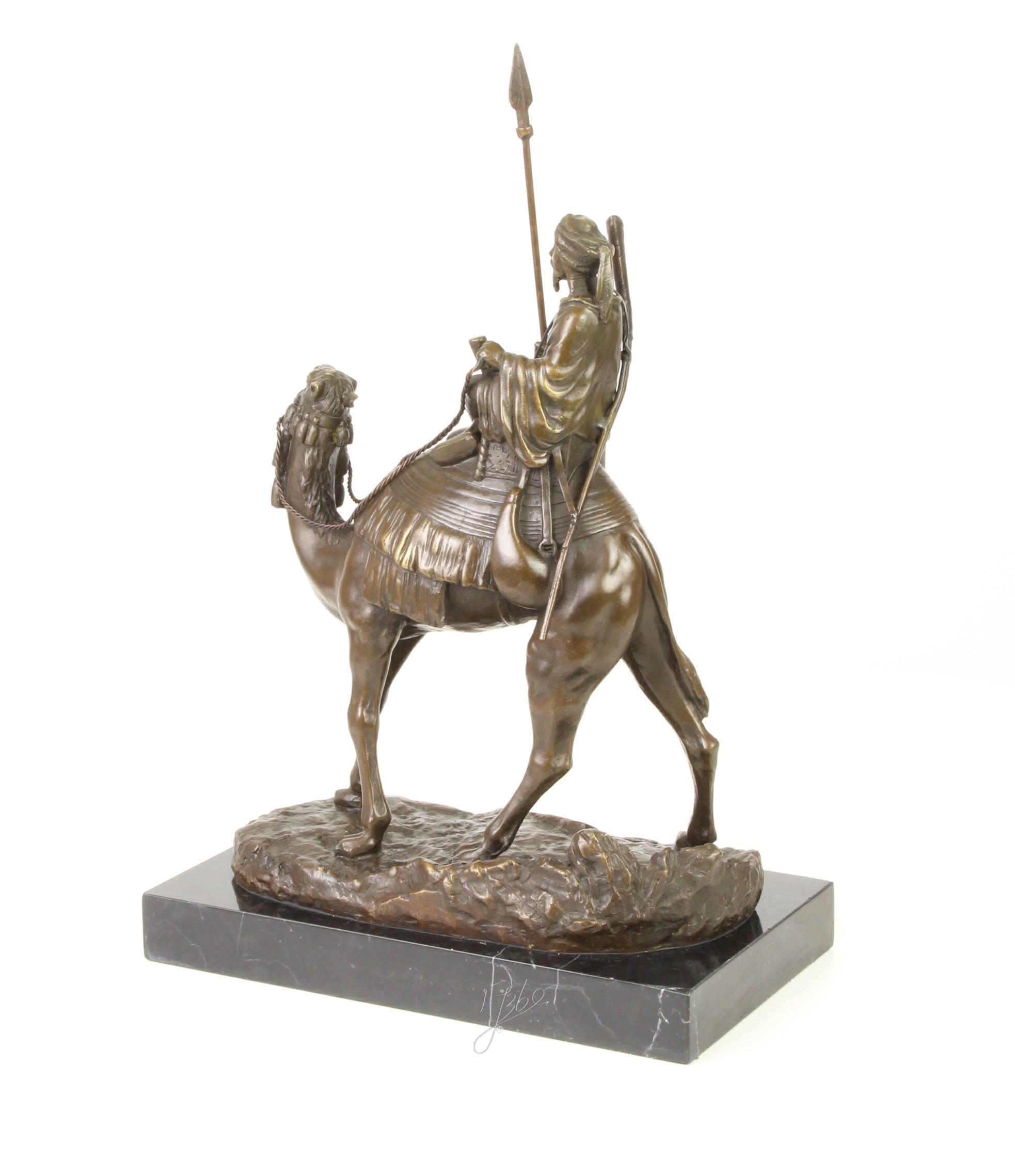 Dromedary with Rider - Bronze sculpture - 32 cm