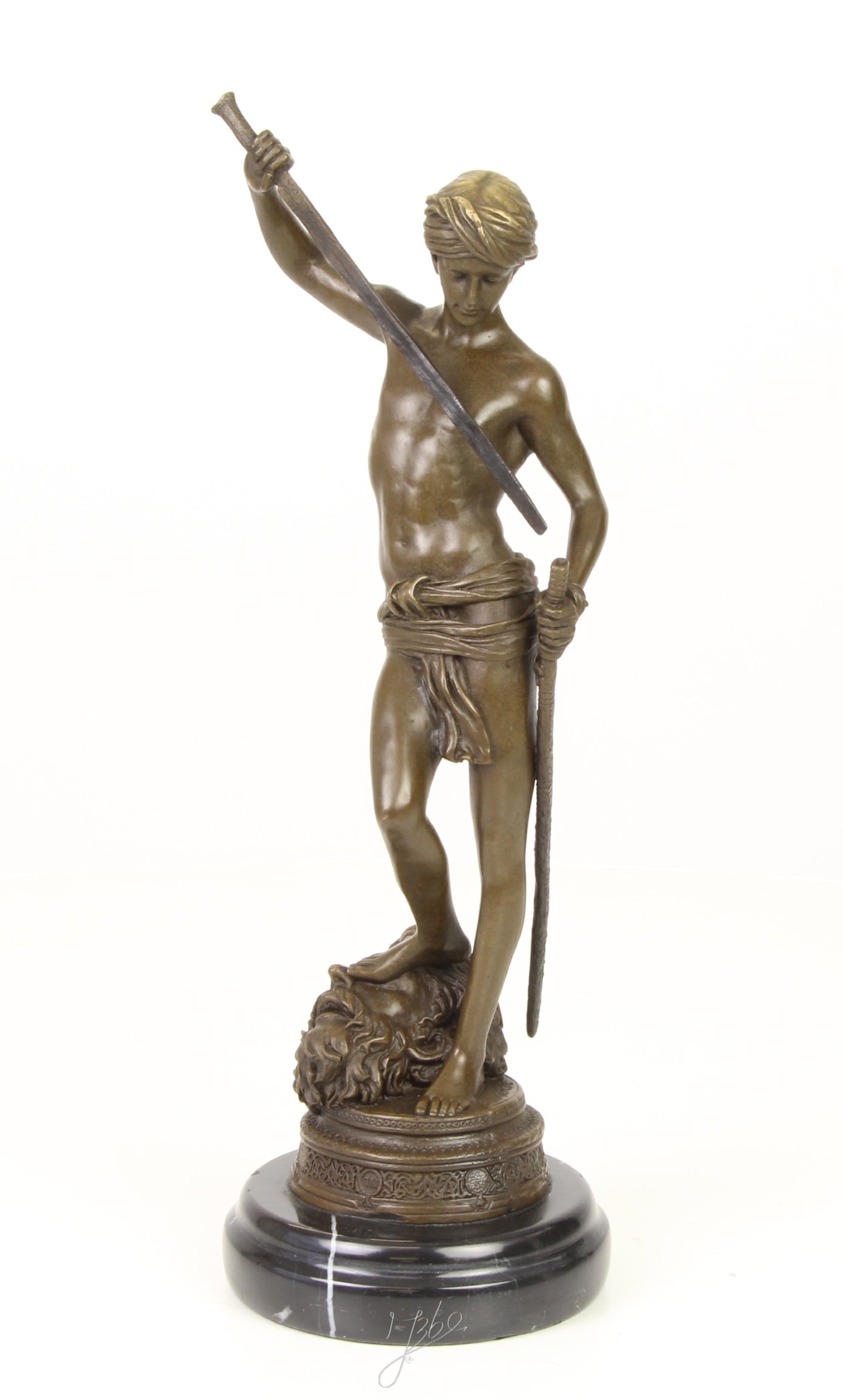 David Over Goliath - Bronzen sculptuur - 34 cm