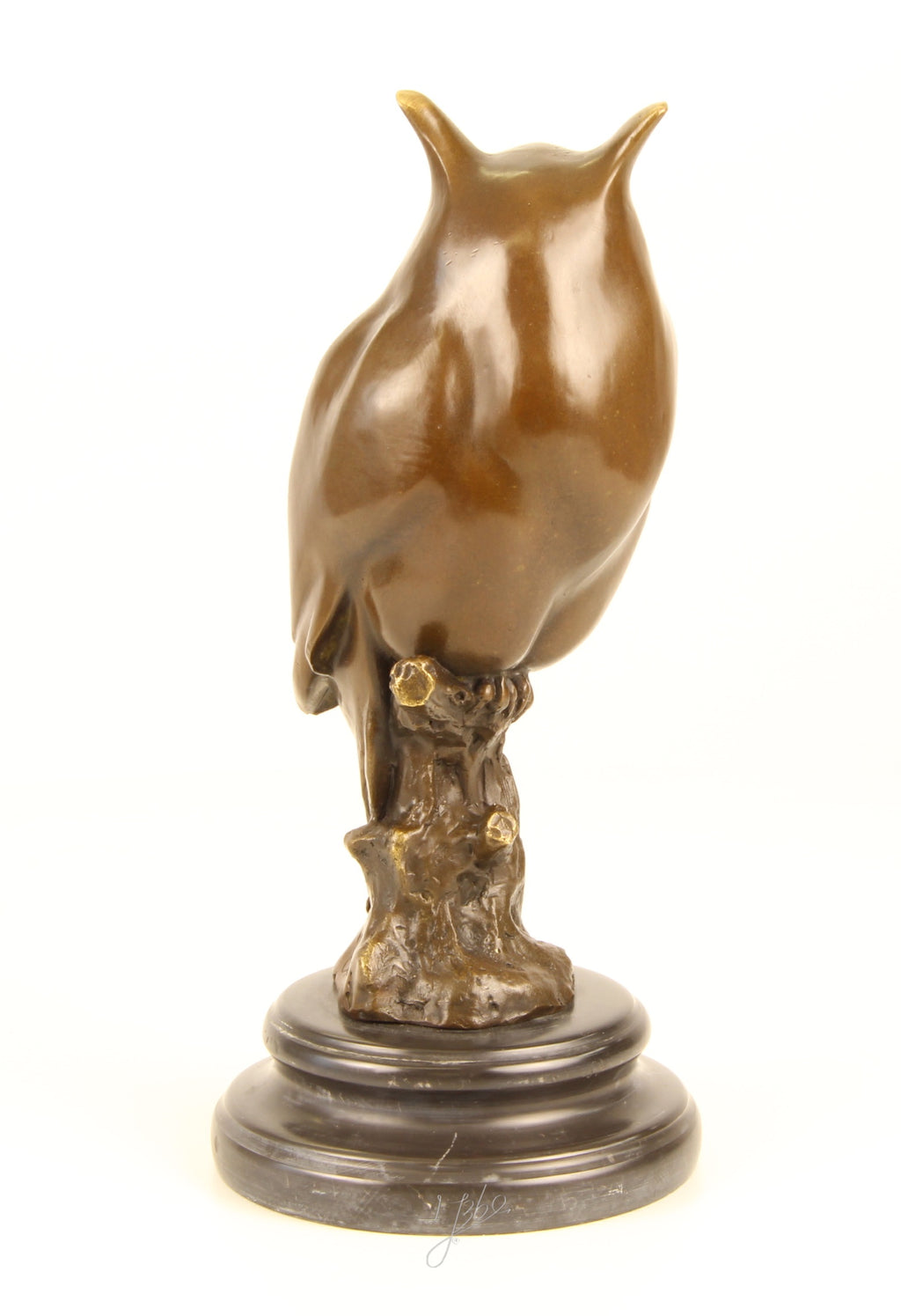 Waldohreule – Bronzestatue, Marmor – 30,6 cm