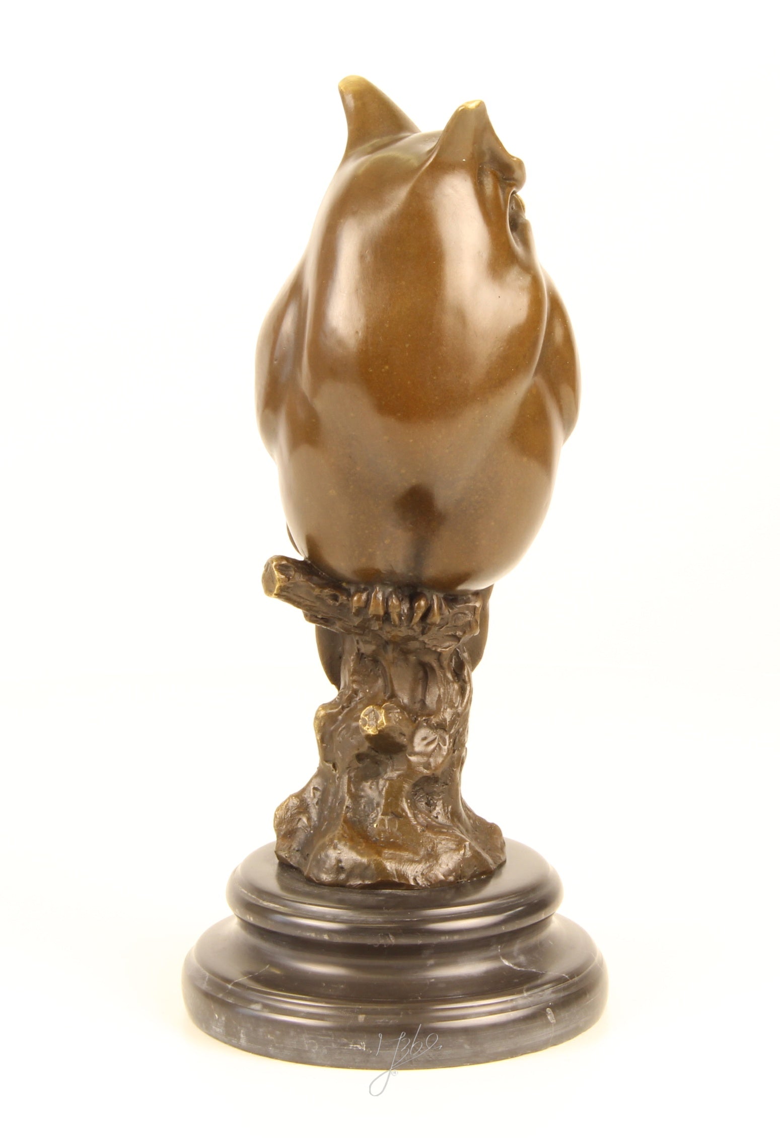 Waldohreule – Bronzestatue, Marmor – 30,6 cm