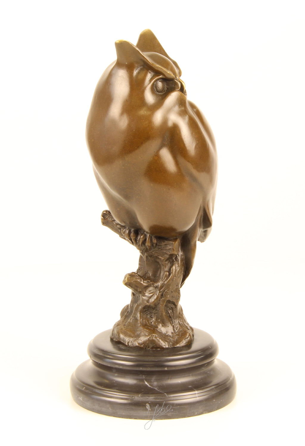 Waldohreule – Bronzestatue, Marmor – 30,6 cm