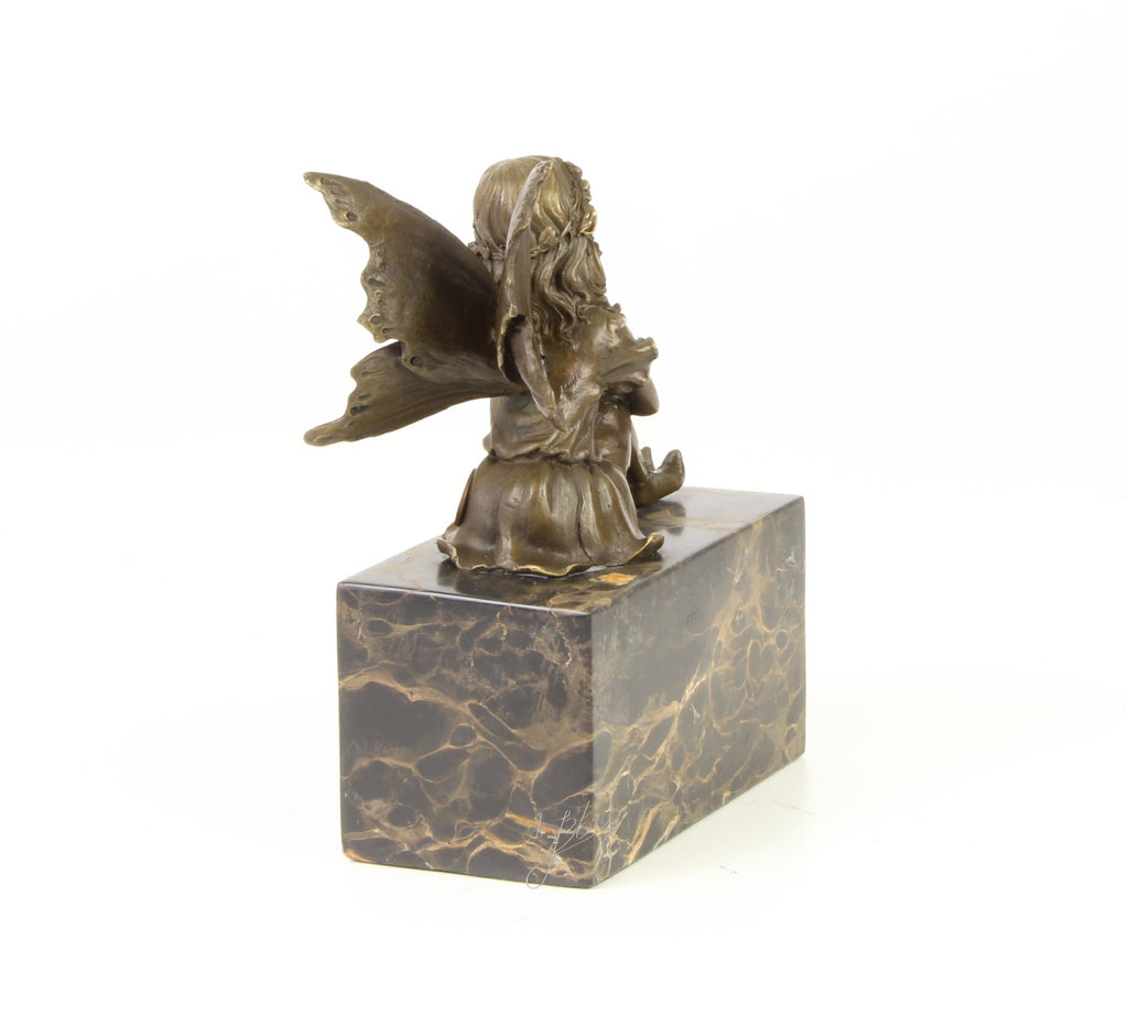 Fairy with Butterfly - Bronze sculpture - 17 cm