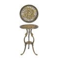 A CAST IRON FLOWER TABLE - BRONZE/ GOLD