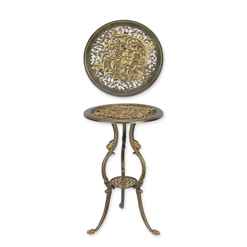 A CAST IRON FLOWER TABLE - BRONZE/ GOLD