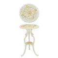 A CAST IRON FLOWER TABLE - WHITE/ GOLD
