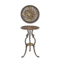 A CAST IRON FLOWER TABLE - BROWN/ GOLD