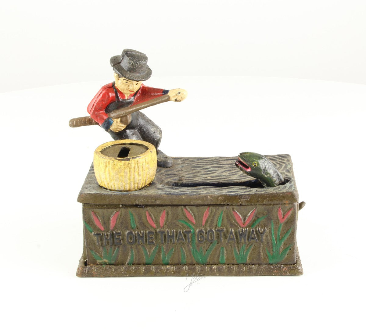 Visser – Gietijzer mechanische spaarpot – 15,5 cm