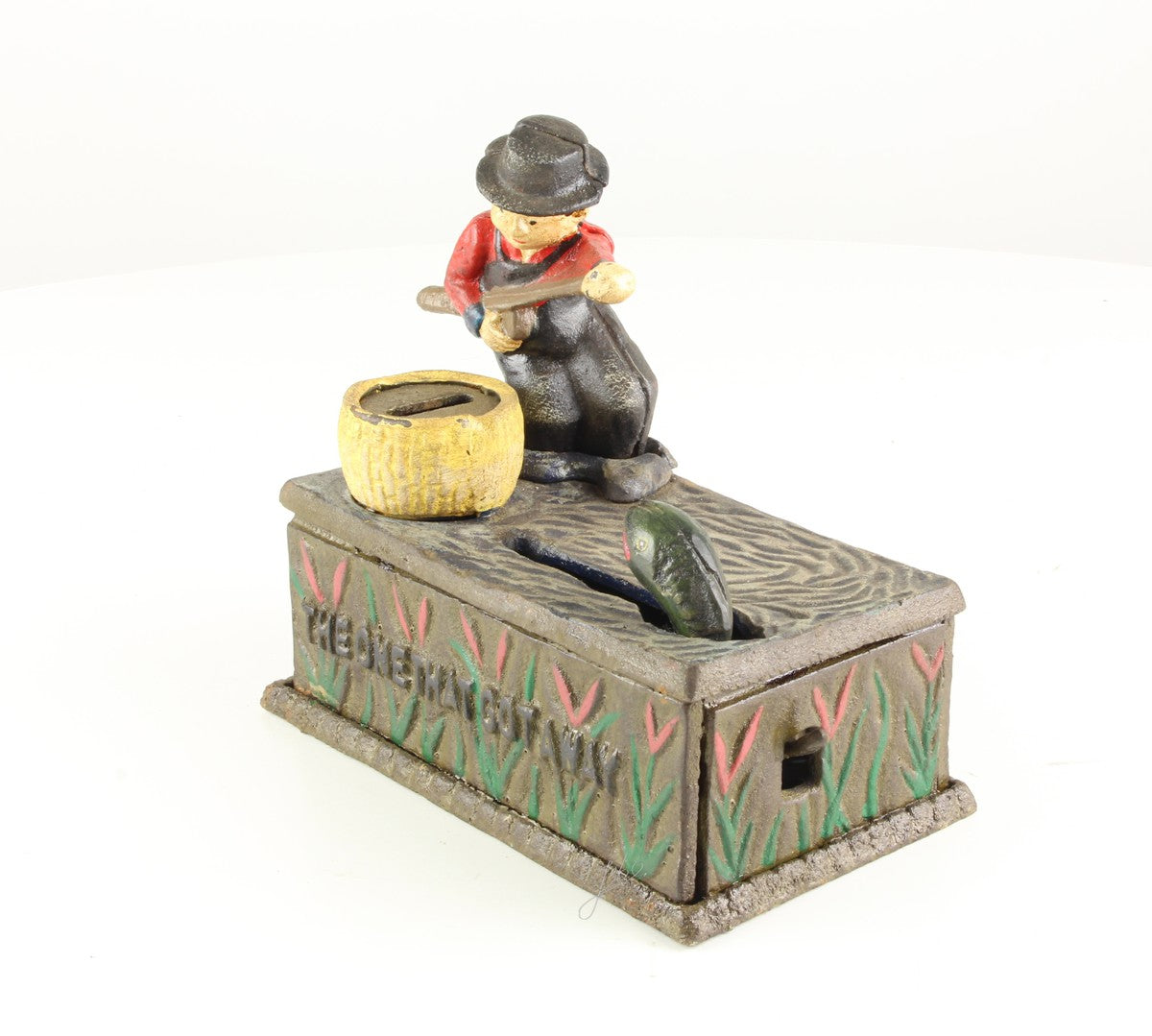 Visser – Gietijzer mechanische spaarpot – 15,5 cm