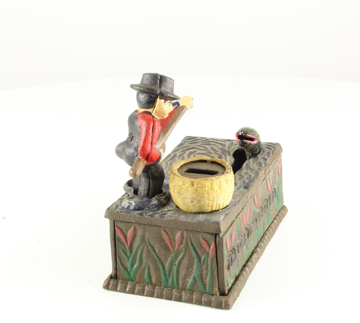 Visser – Gietijzer mechanische spaarpot – 15,5 cm