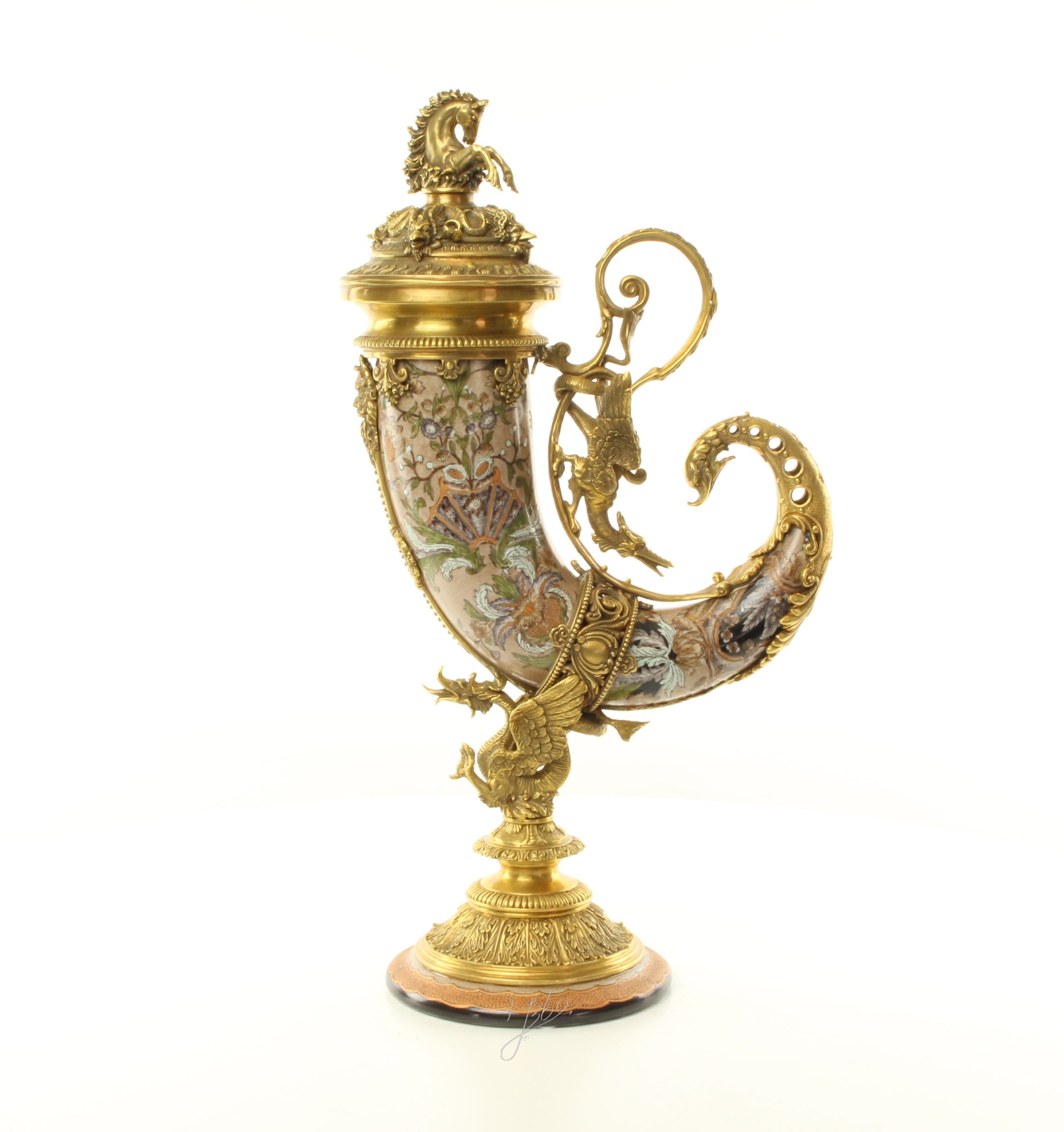 Cornucopia Hoorn - Porselein met brons - 52 cm