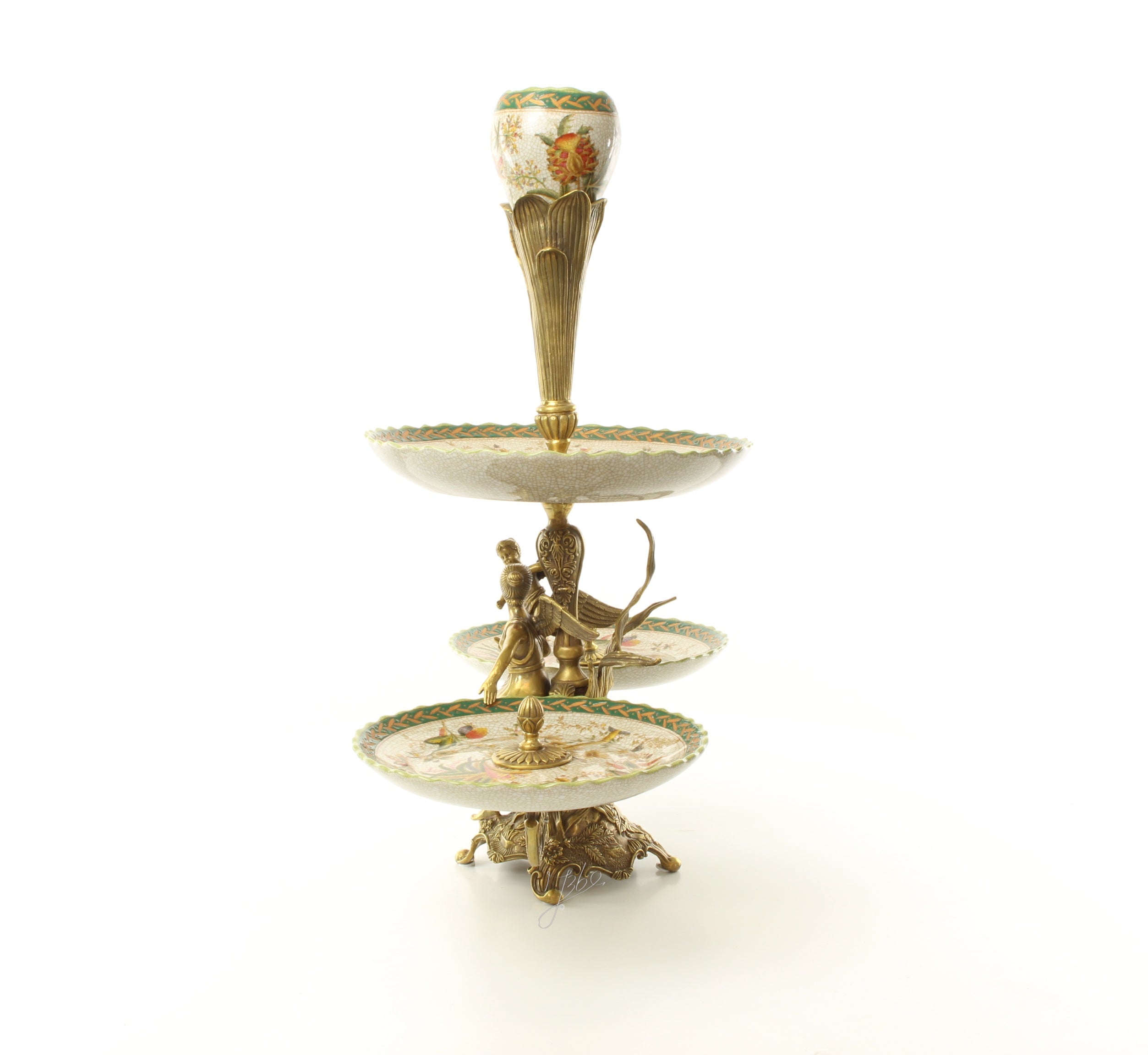 Etagère – Porselein, bronzen montuur – 57,5 cm