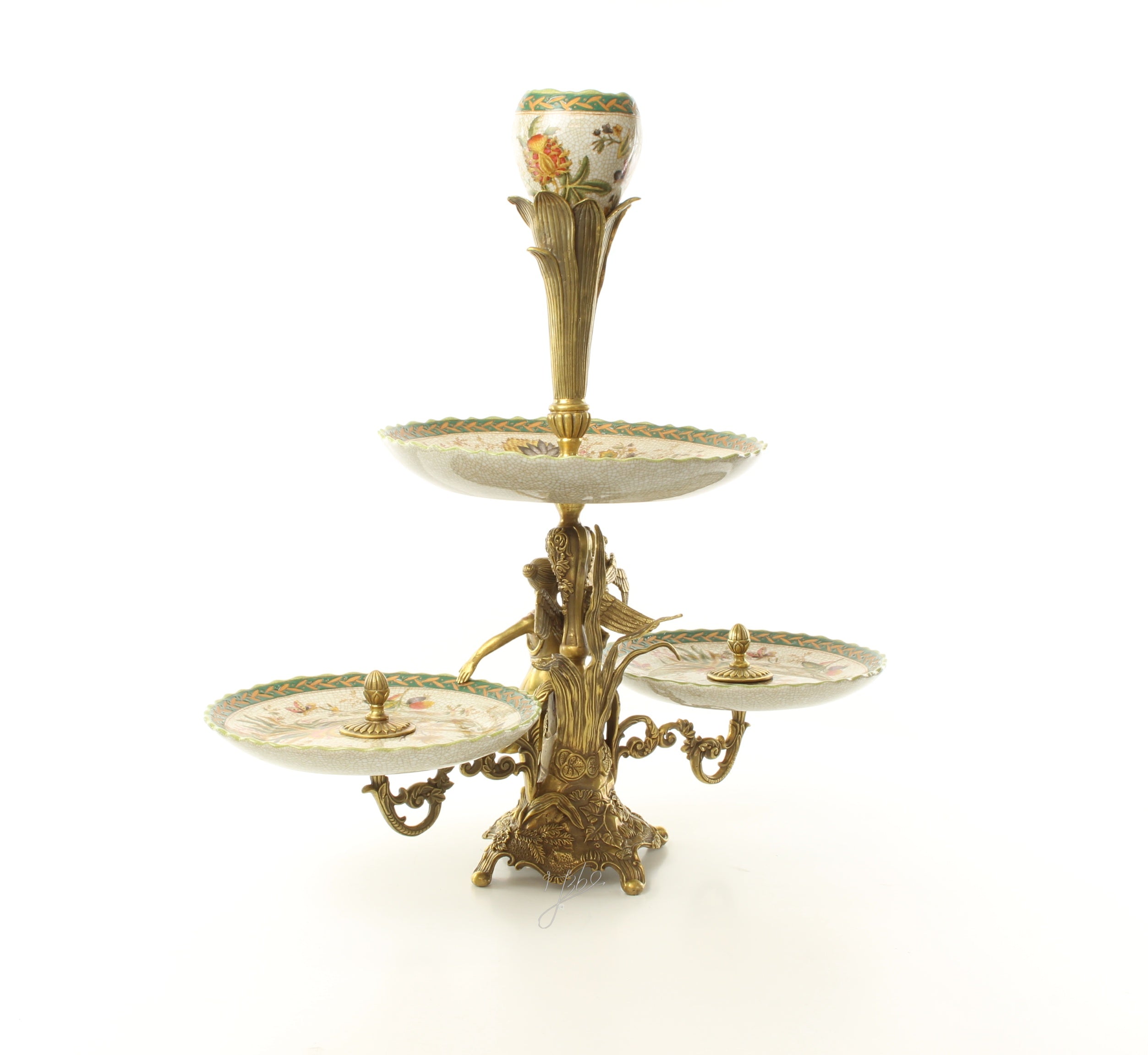 Etagère – Porselein, bronzen montuur – 57,5 cm