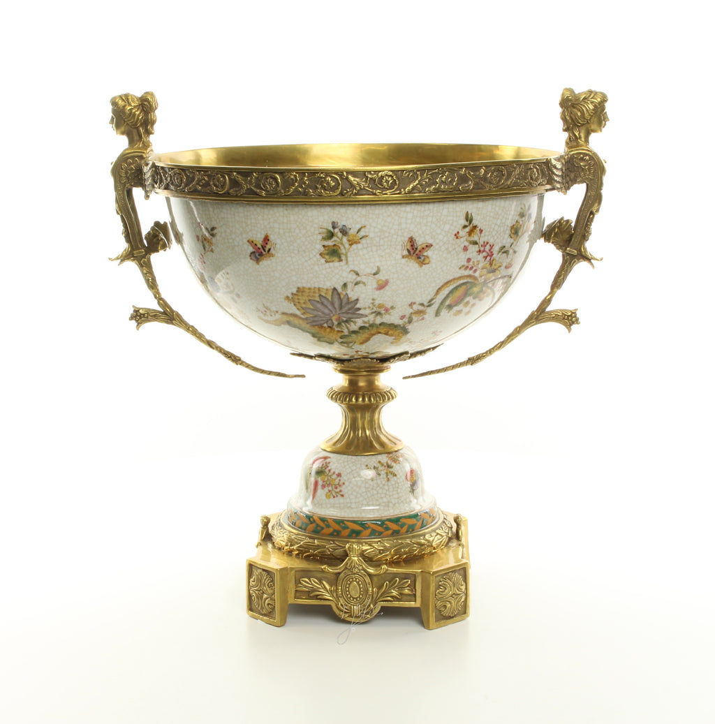 Porcelain footed bowl – Bronze – 42 cm