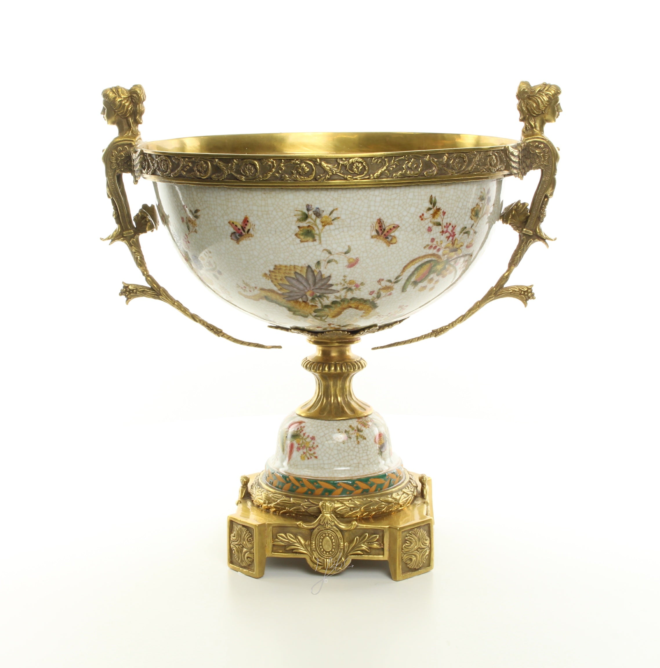 Porcelain footed bowl – Bronze – 42 cm