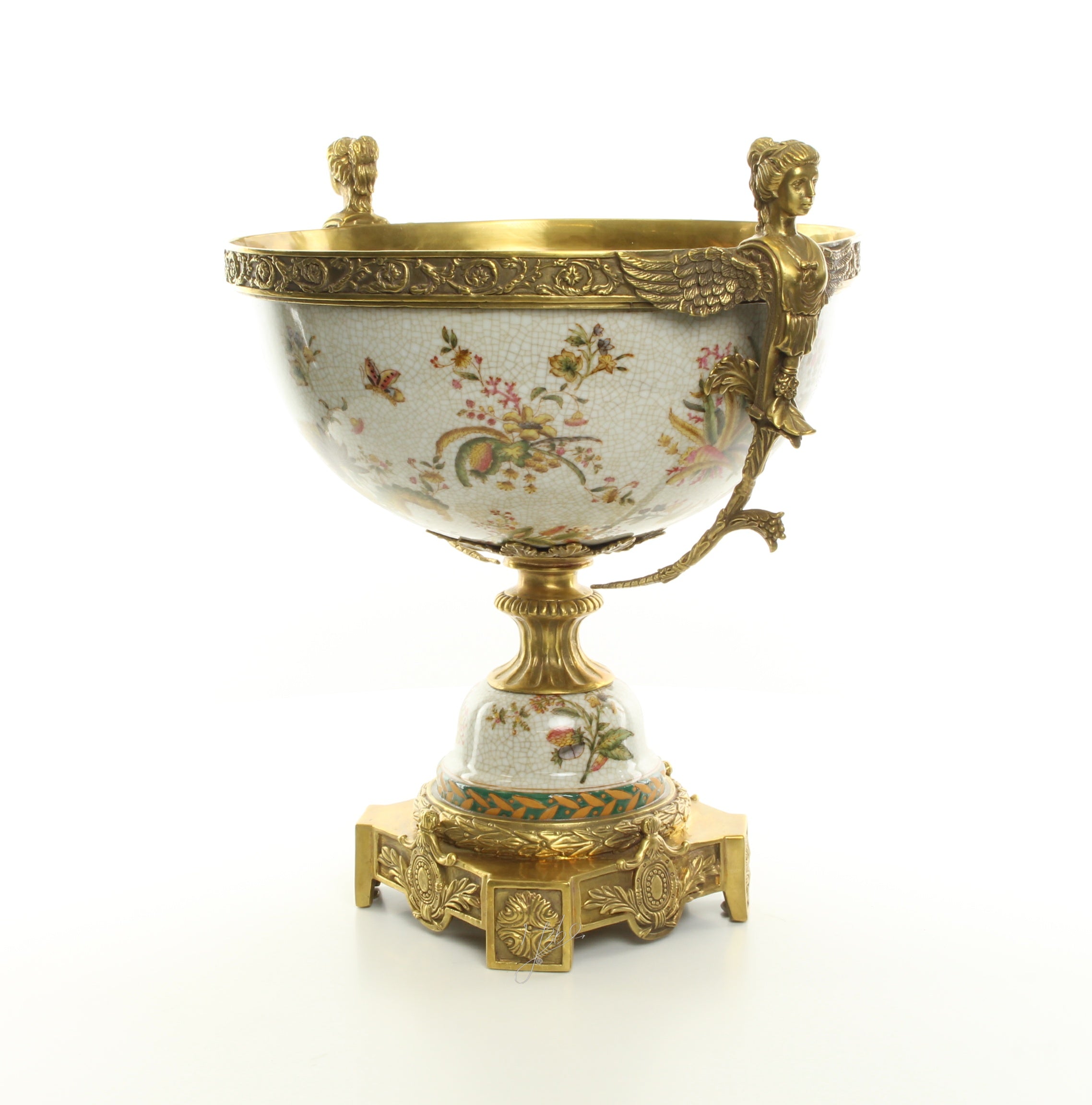 Porcelain footed bowl – Bronze – 42 cm