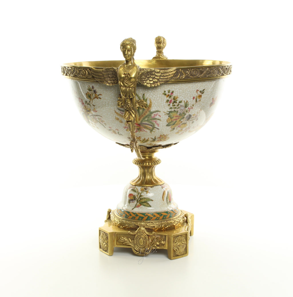 Porcelain footed bowl – Bronze – 42 cm
